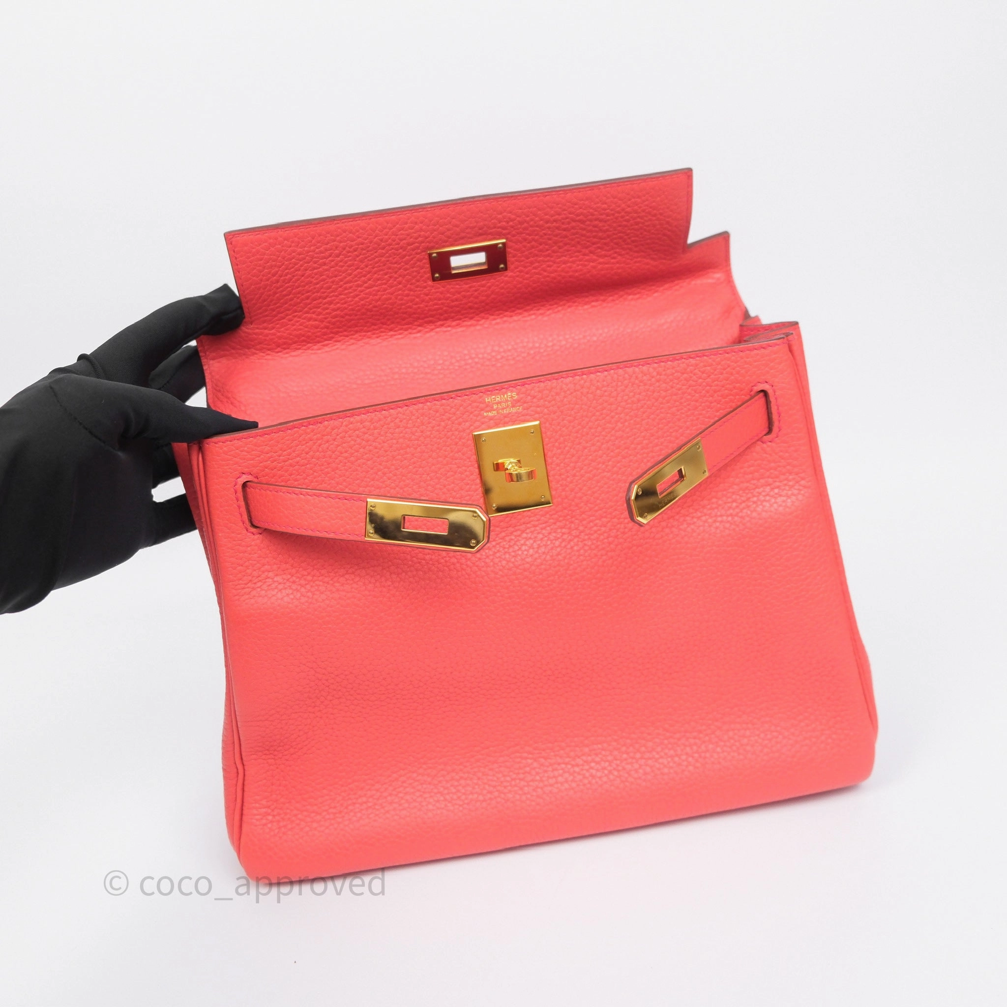 - DM/Email To Purchase - Herms Kelly 28 Rose Jaipur Retourne Togo Gold Hardware
