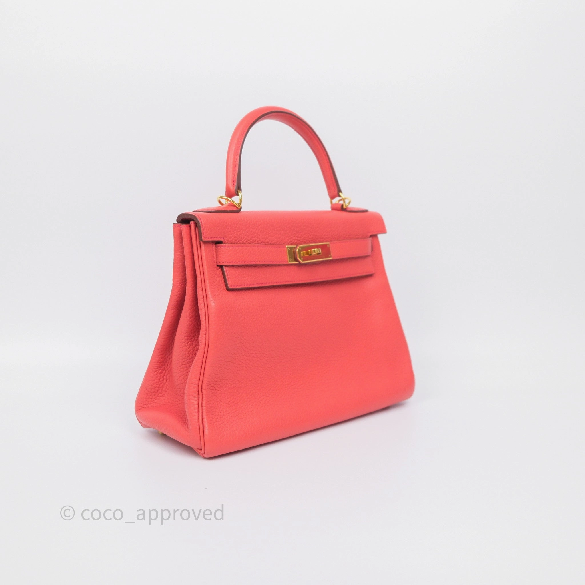 - DM/Email To Purchase - Herms Kelly 28 Rose Jaipur Retourne Togo Gold Hardware