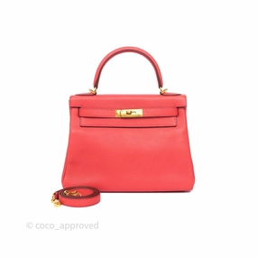 - DM/Email To Purchase - Herms Kelly 28 Rose Jaipur Retourne Togo Gold Hardware