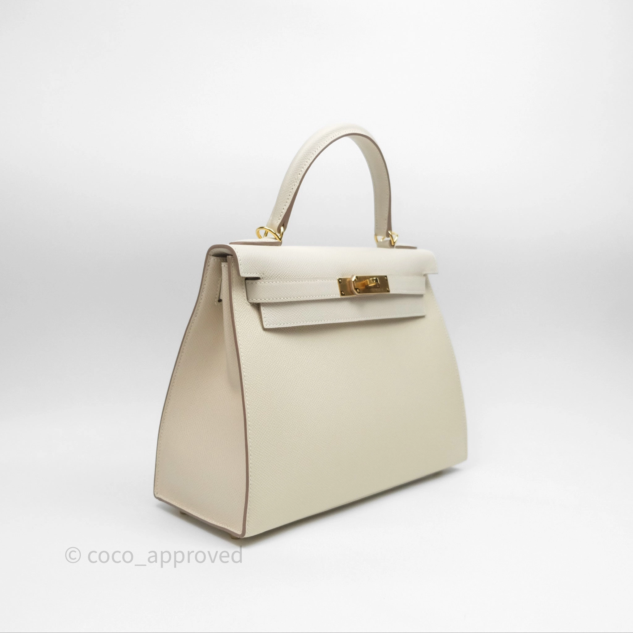 - DM/Email To Purchase - Herms Kelly 28 Sellier Craie 10 Epsom Gold Hardware