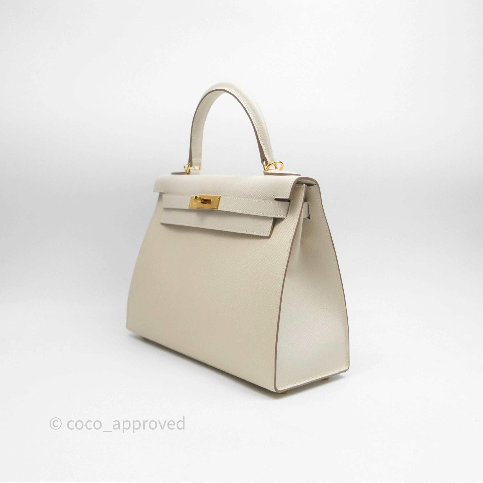 - DM/Email To Purchase - Herms Kelly 28 Sellier Craie 10 Epsom Gold Hardware