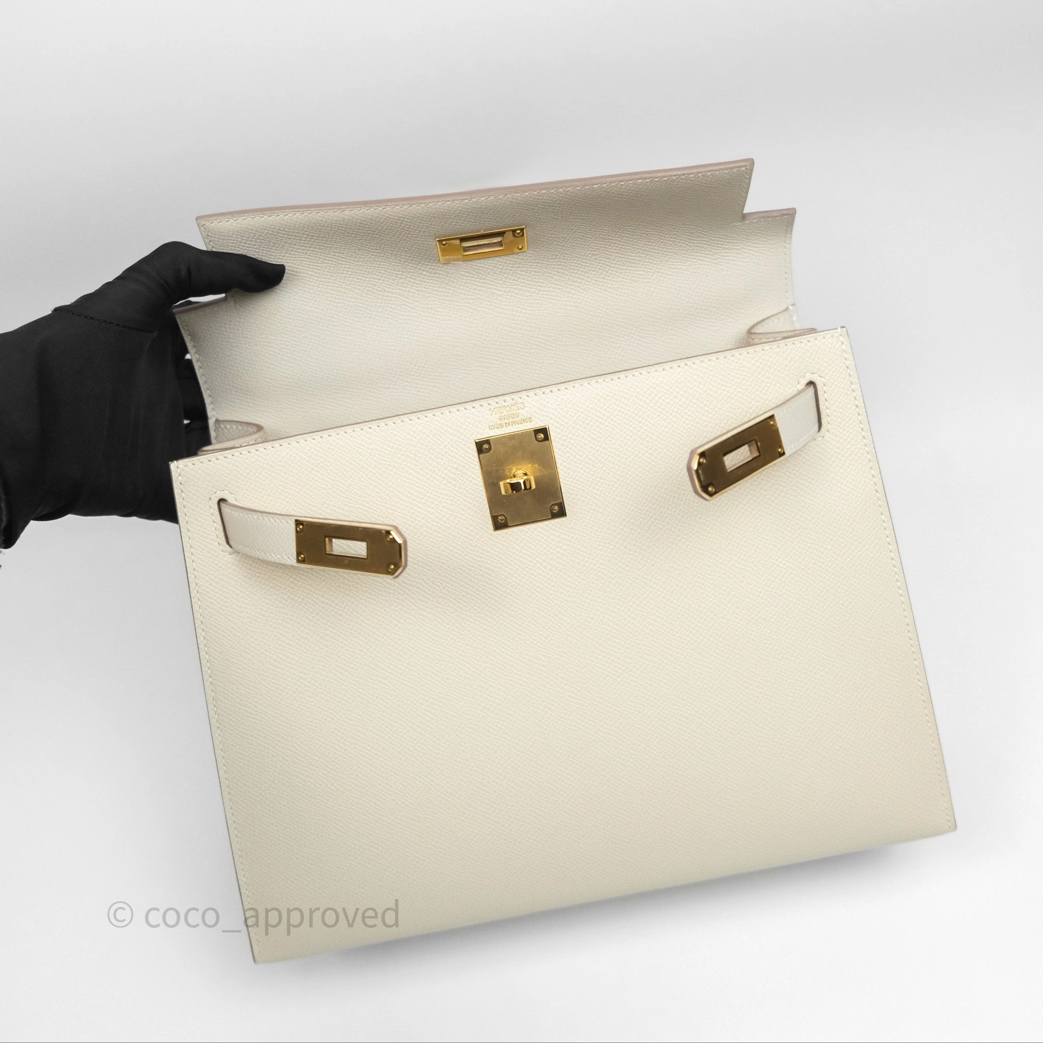 - DM/Email To Purchase - Herms Kelly 28 Sellier Craie 10 Epsom Gold Hardware