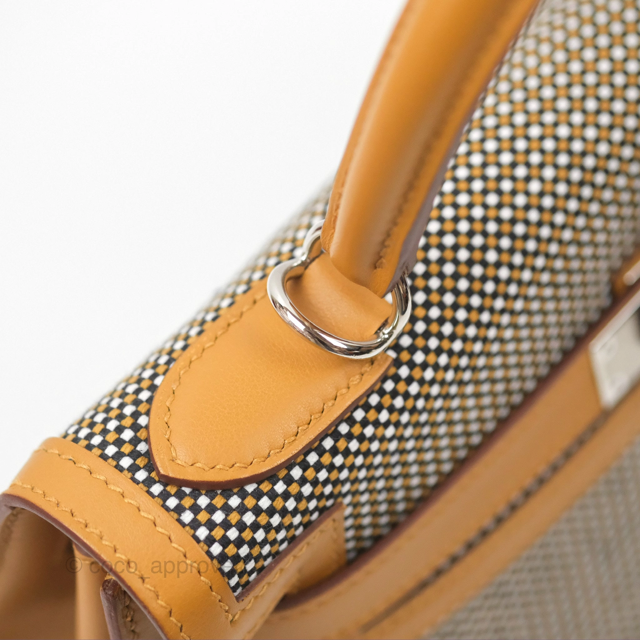 - DM/Email To Purchase - Herms Kelly Sellier 28 Quadrille Black/White/Desert Sesame Swift