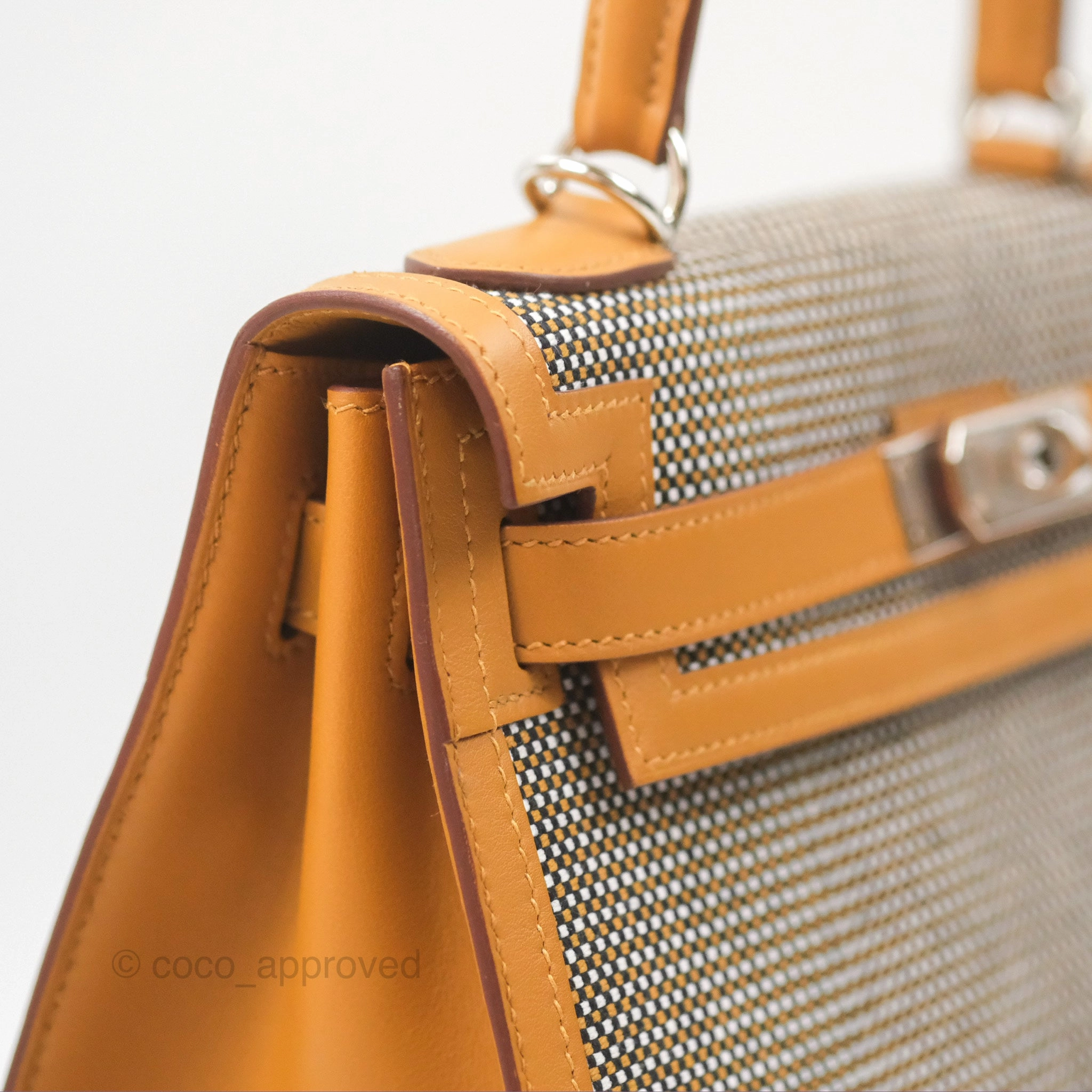 - DM/Email To Purchase - Herms Kelly Sellier 28 Quadrille Black/White/Desert Sesame Swift