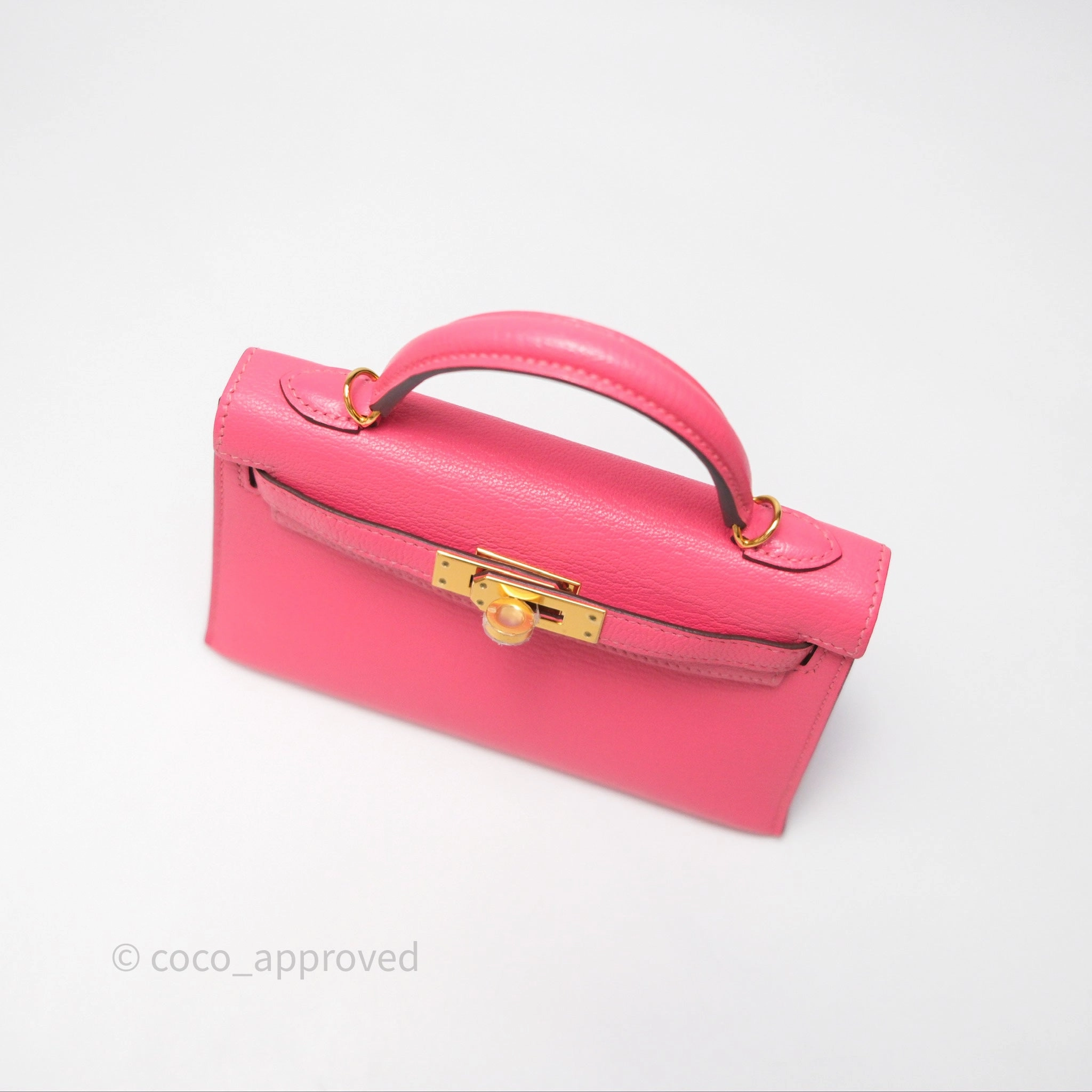 - DM/Email To Purchase - Herms Mini Kelly II Rose Lipstick U5 Chevre Mysore Gold Hardware