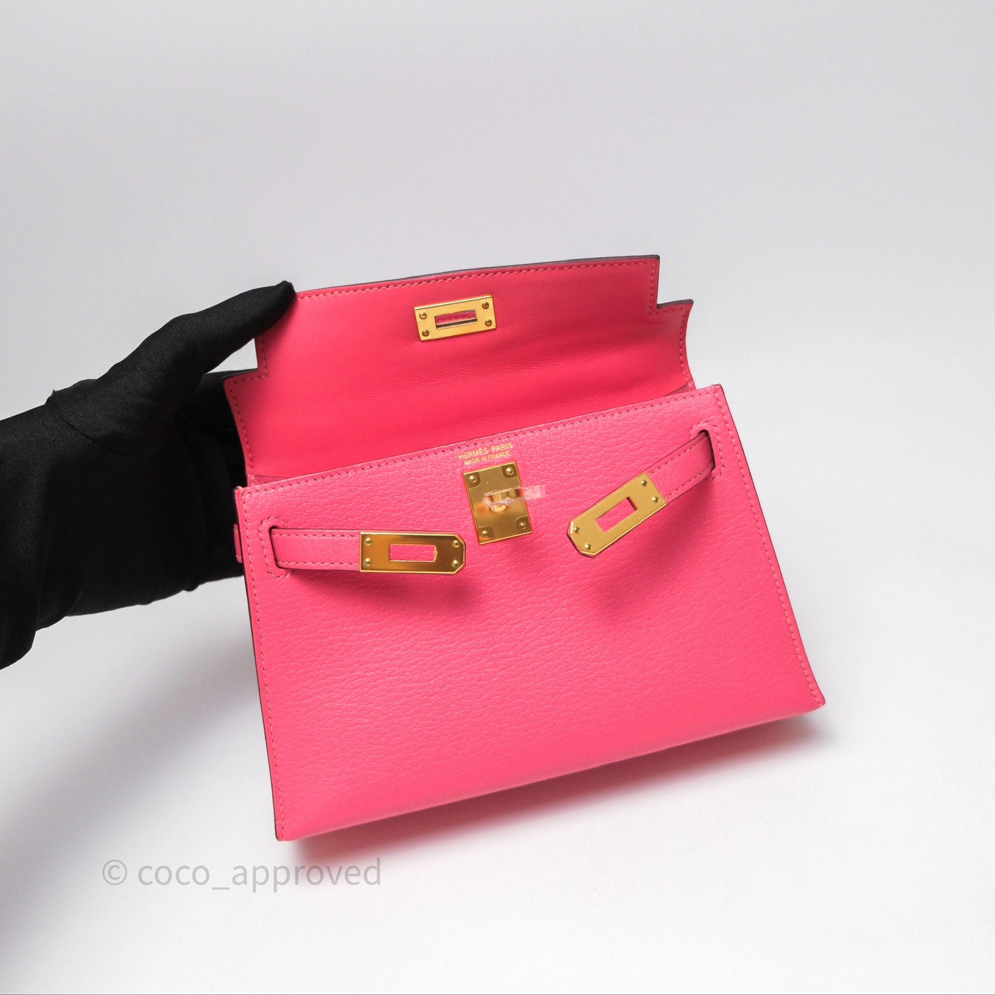 - DM/Email To Purchase - Herms Mini Kelly II Rose Lipstick U5 Chevre Mysore Gold Hardware