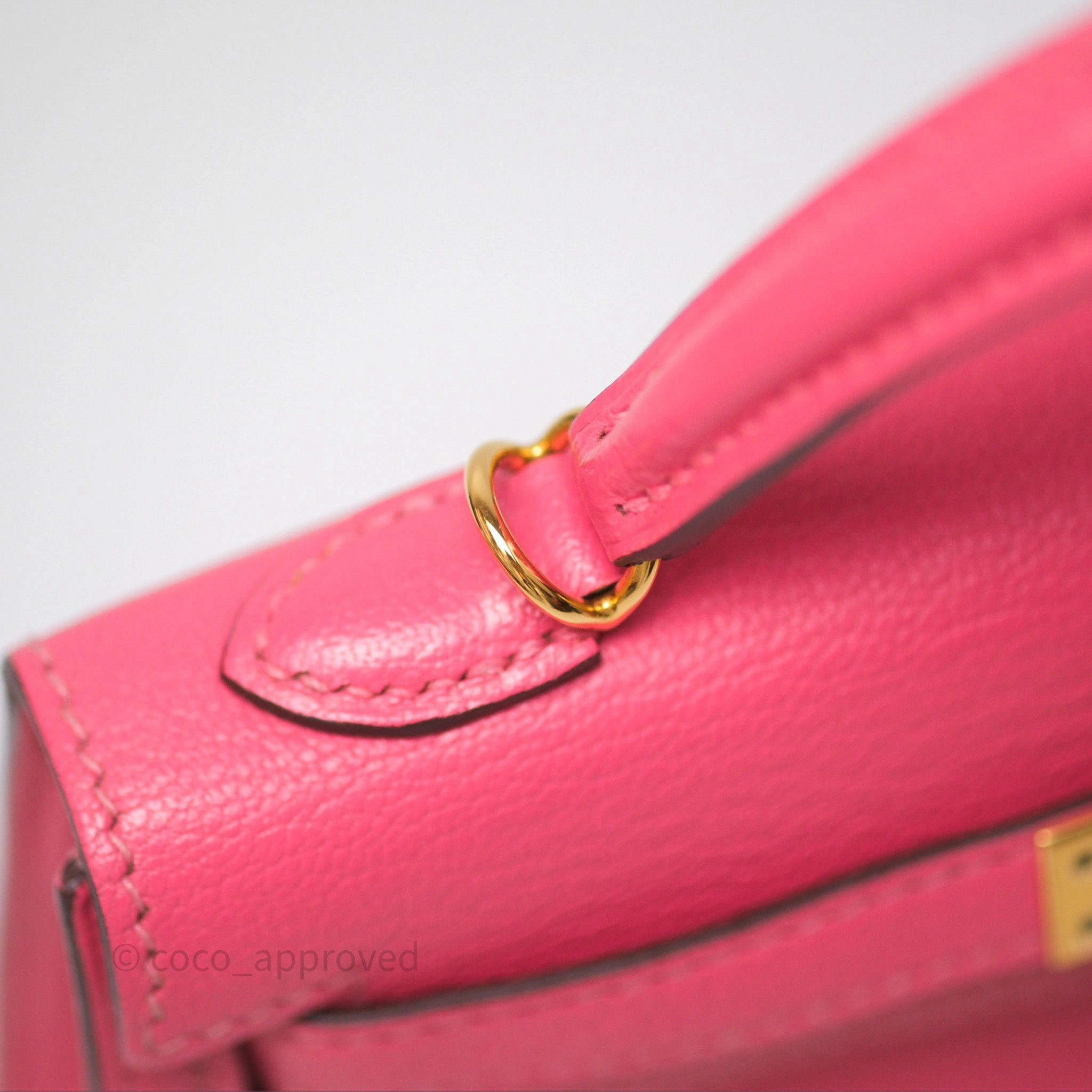 - DM/Email To Purchase - Herms Mini Kelly II Rose Lipstick U5 Chevre Mysore Gold Hardware