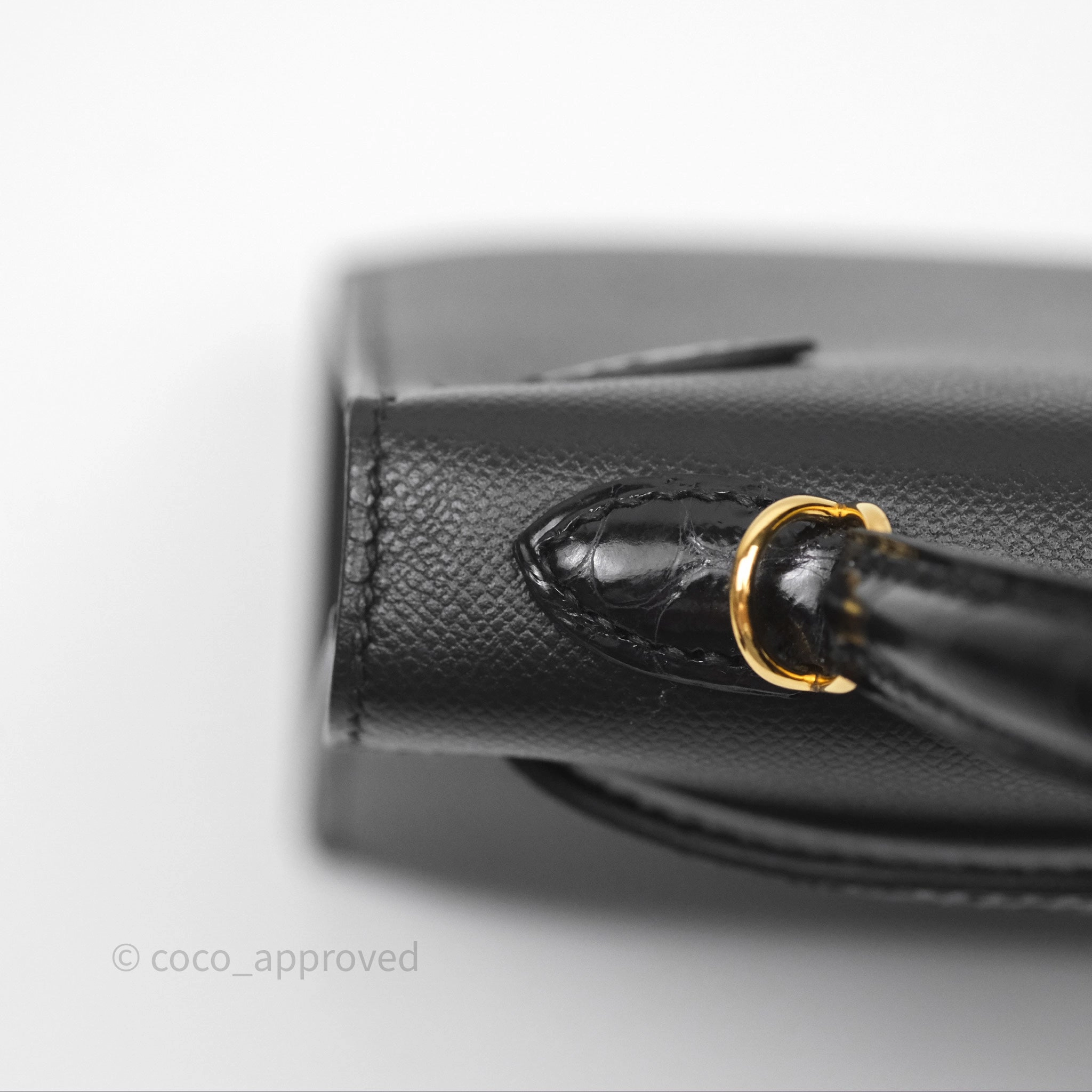 - DM/Email To Purchase - Herms Mini Kelly II Touch Noir 89 Croc Gold Hardware