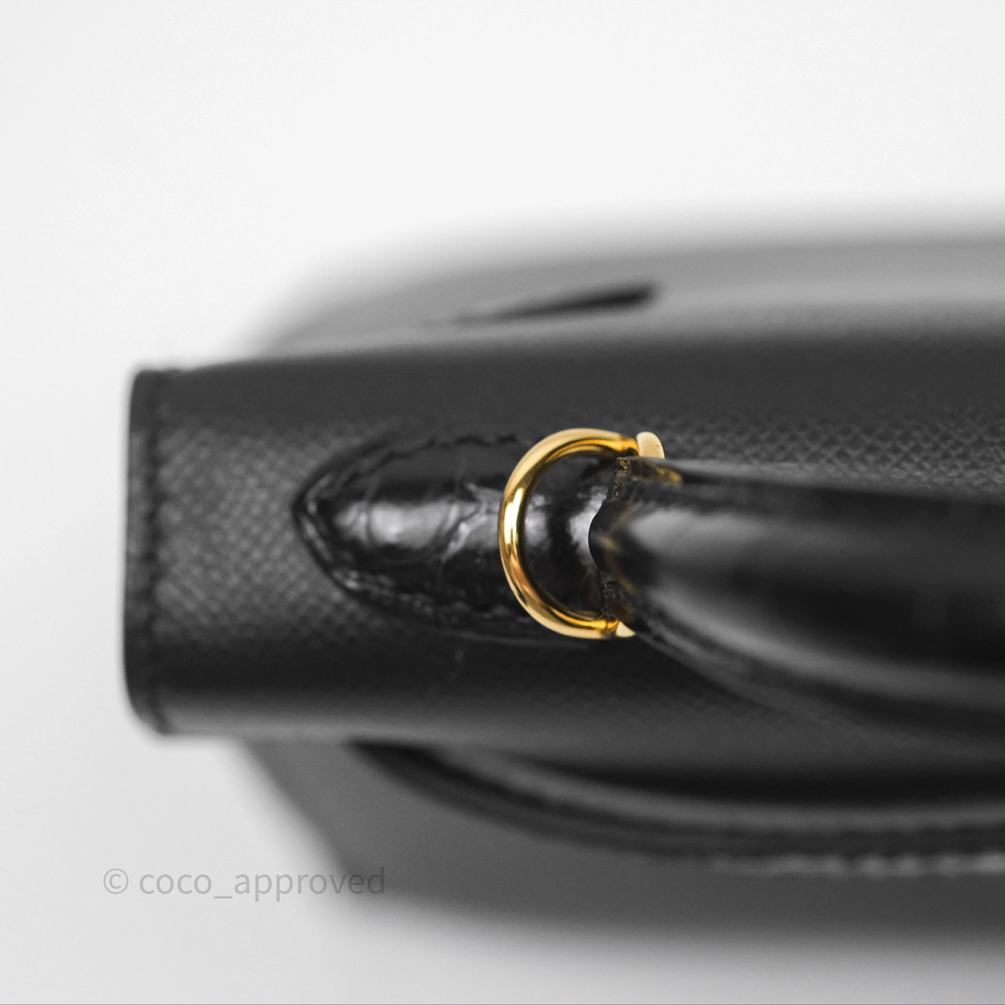 - DM/Email To Purchase - Herms Mini Kelly II Touch Noir 89 Croc Gold Hardware