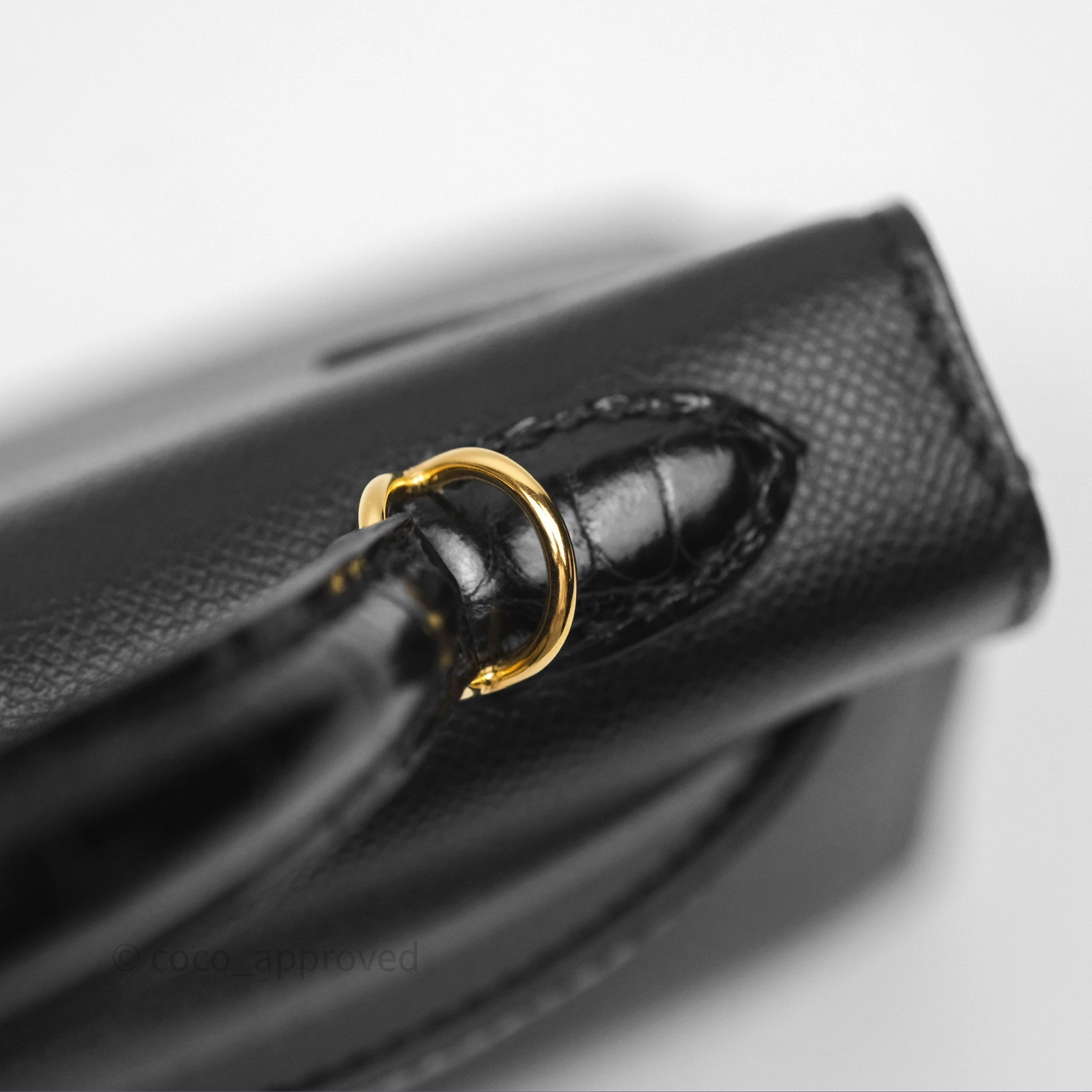 - DM/Email To Purchase - Herms Mini Kelly II Touch Noir 89 Croc Gold Hardware