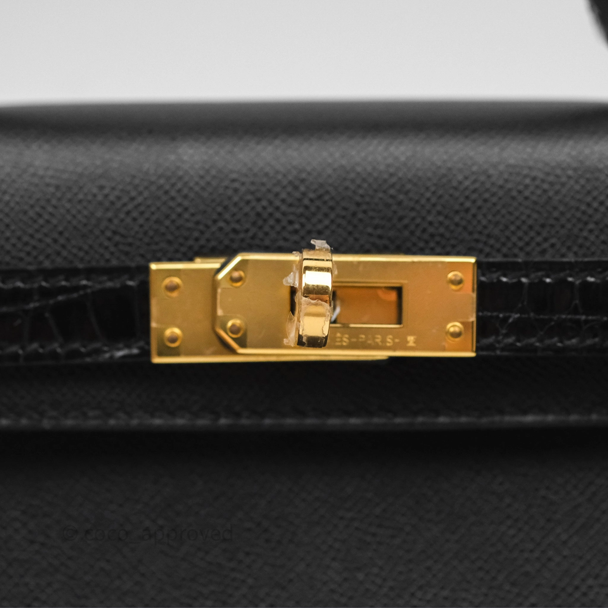 - DM/Email To Purchase - Herms Mini Kelly II Touch Noir 89 Croc Gold Hardware