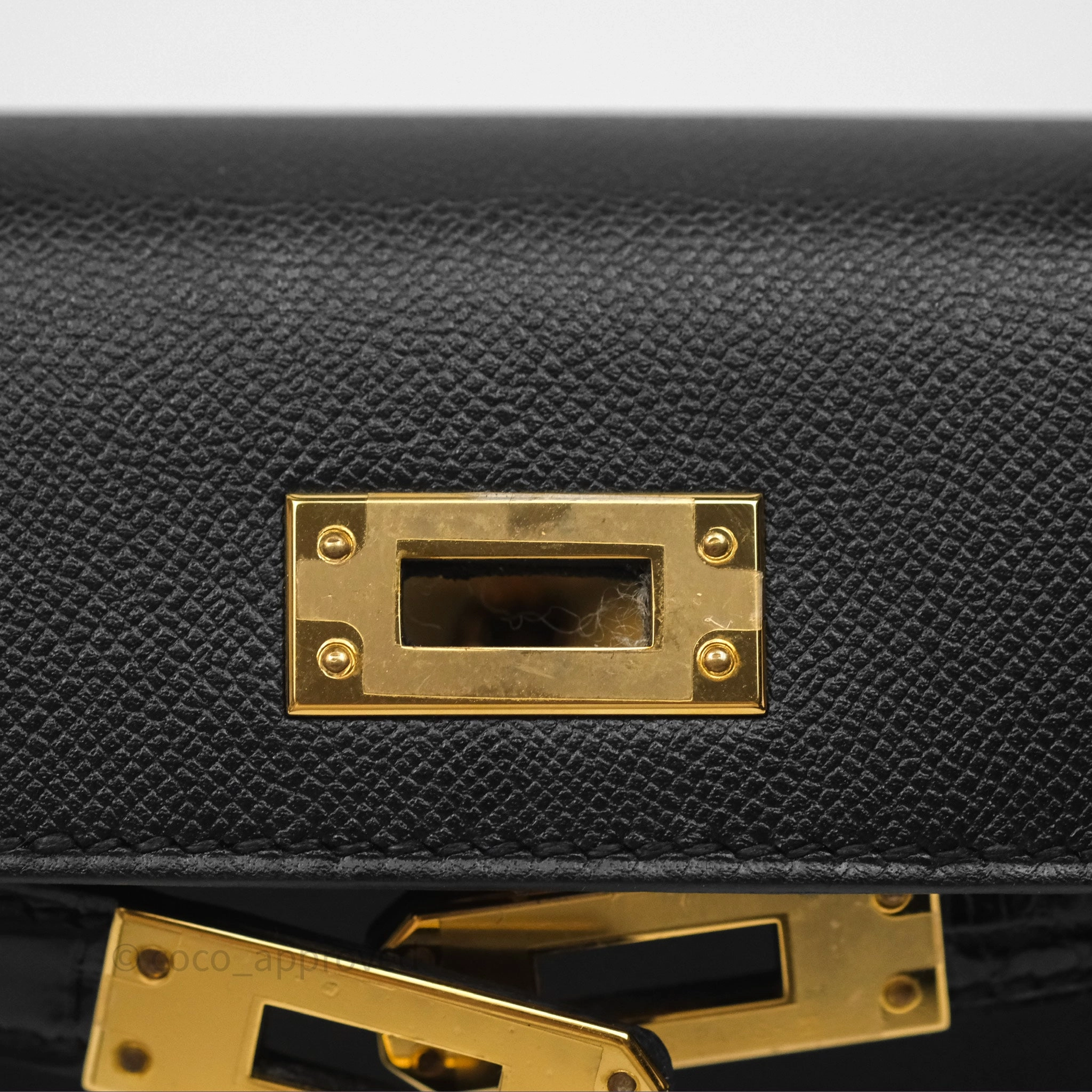 - DM/Email To Purchase - Herms Mini Kelly II Touch Noir 89 Croc Gold Hardware