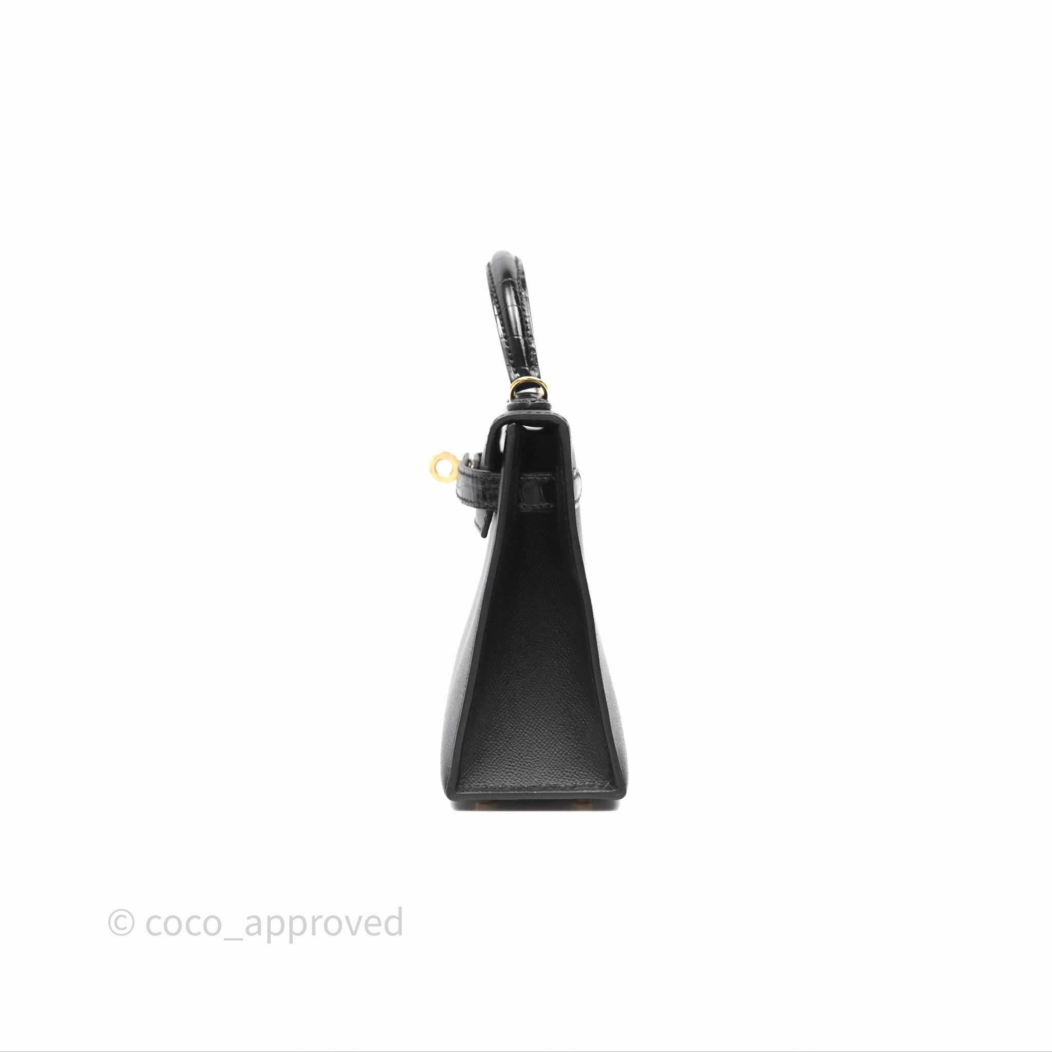 - DM/Email To Purchase - Herms Mini Kelly II Touch Noir 89 Croc Gold Hardware