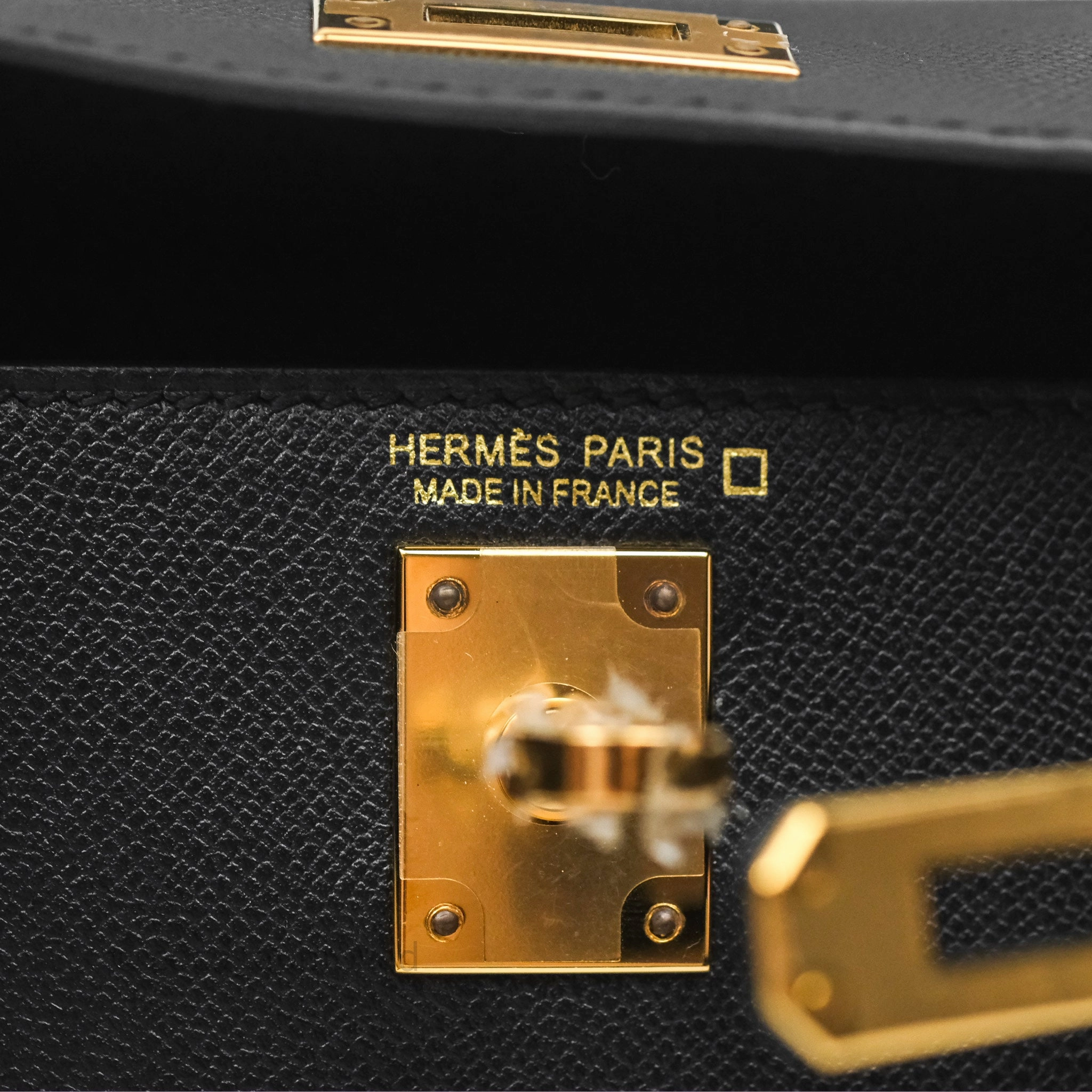 - DM/Email To Purchase - Herms Mini Kelly II Touch Noir 89 Croc Gold Hardware