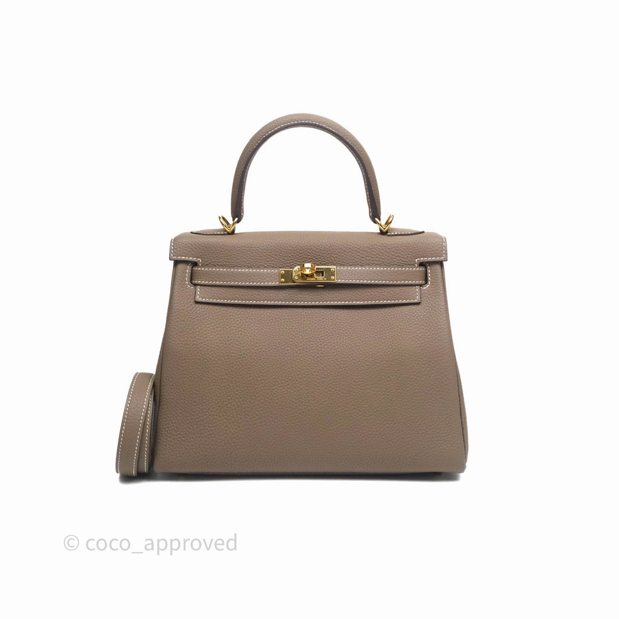 - DM/Email To Purchase - Herms Retourne Kelly 25 Etoupe 18 Togo Gold Hardware