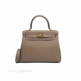- DM/Email To Purchase - Herms Retourne Kelly 25 Etoupe 18 Togo Gold Hardware