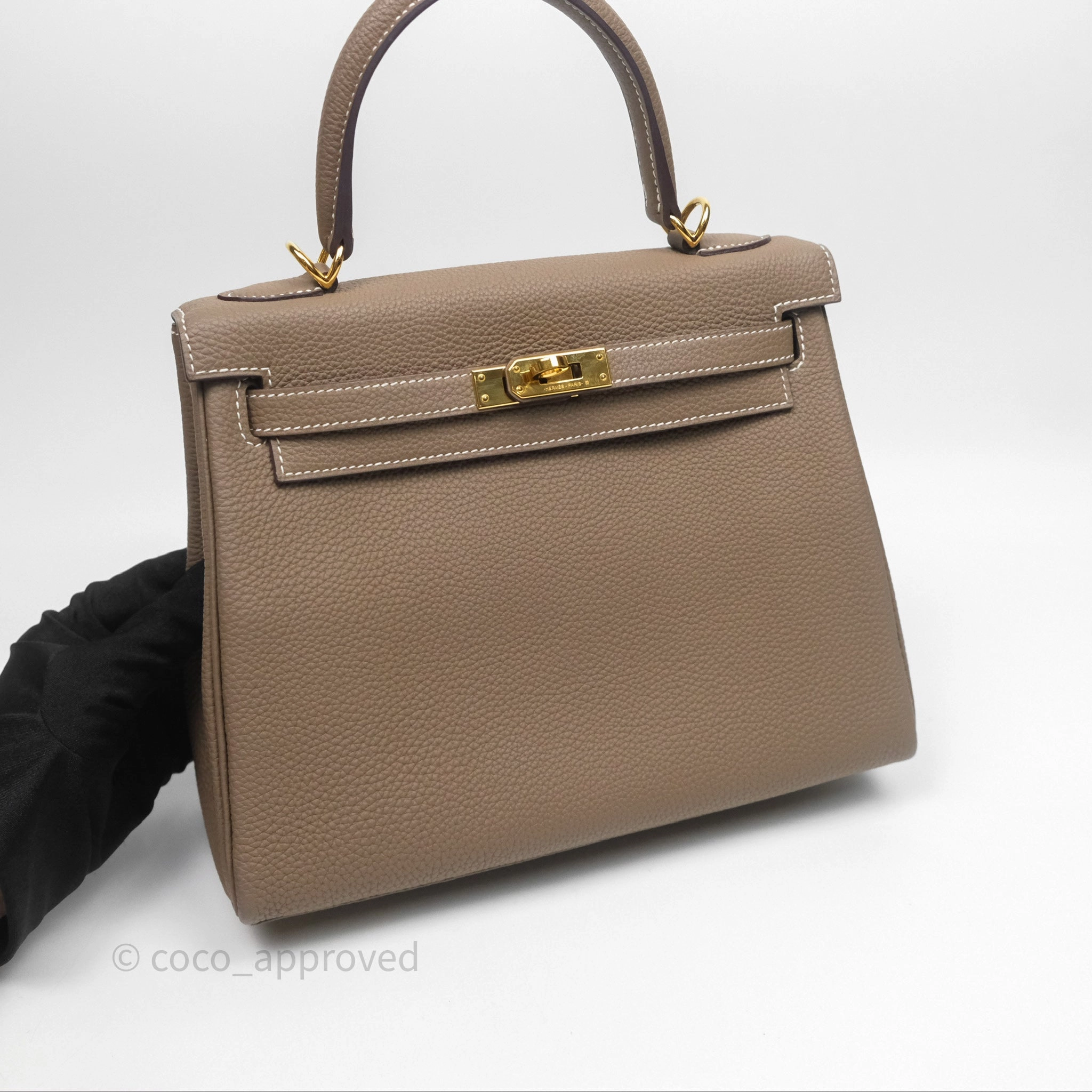 - DM/Email To Purchase - Herms Retourne Kelly 25 Etoupe 18 Togo Gold Hardware