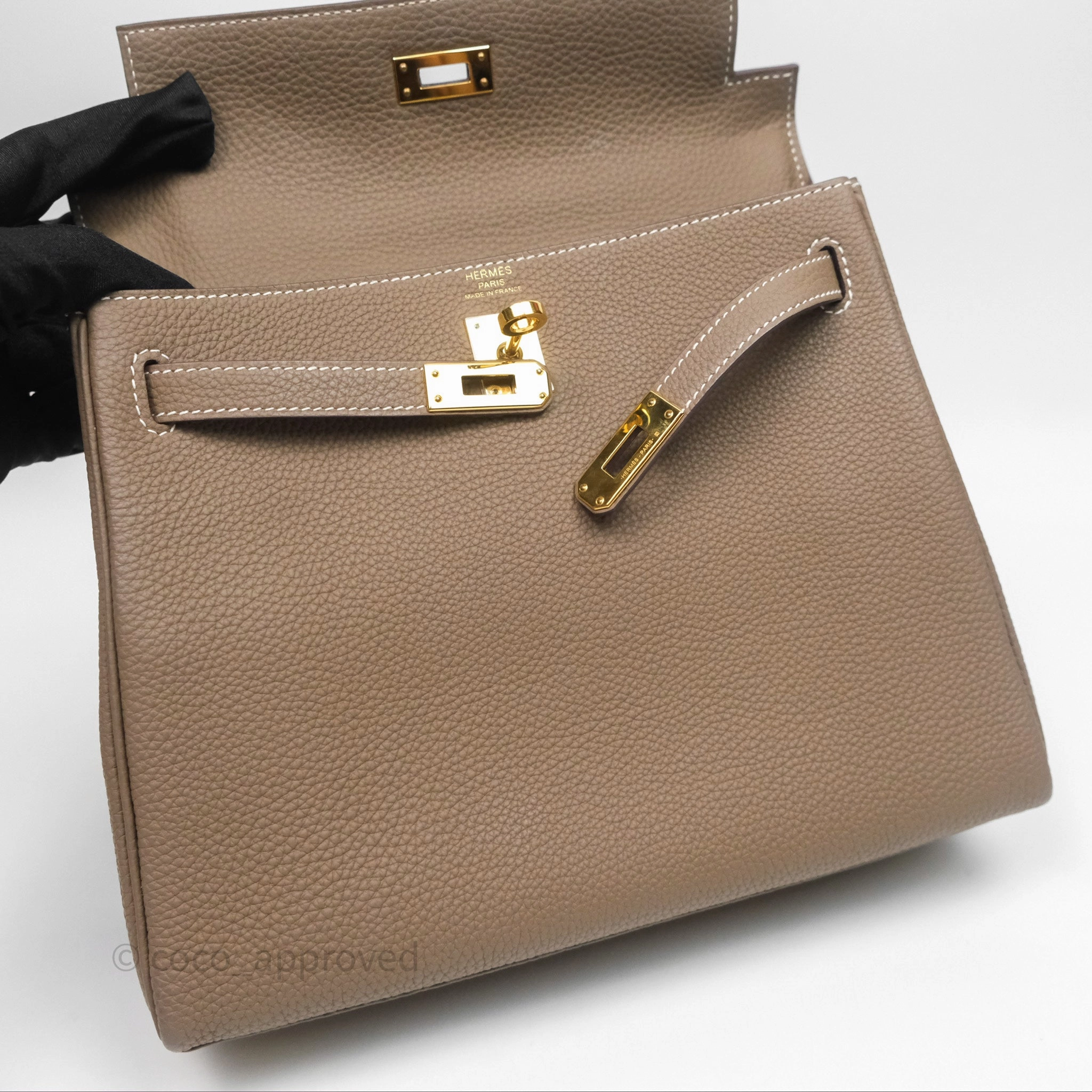 - DM/Email To Purchase - Herms Retourne Kelly 25 Etoupe 18 Togo Gold Hardware