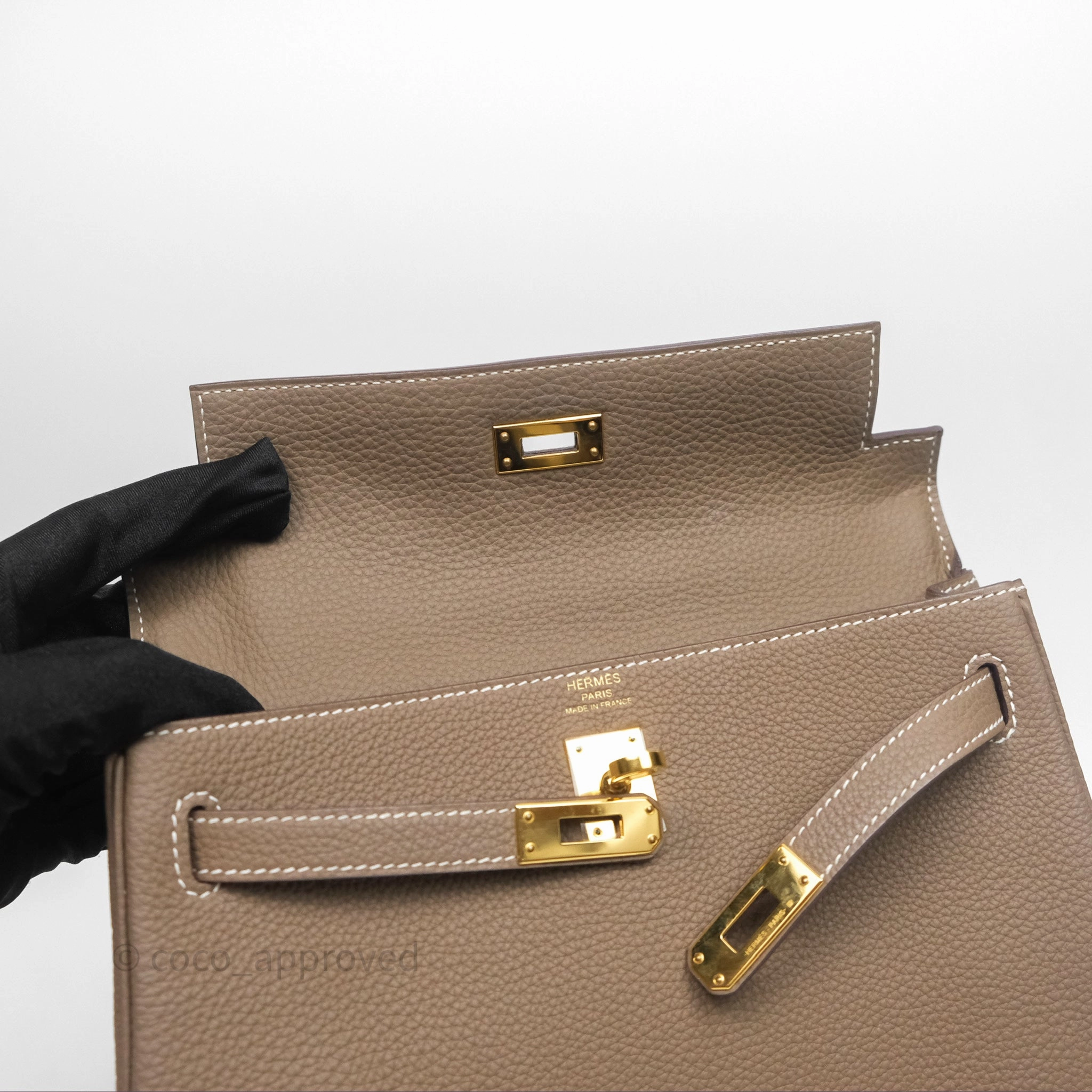 - DM/Email To Purchase - Herms Retourne Kelly 25 Etoupe 18 Togo Gold Hardware