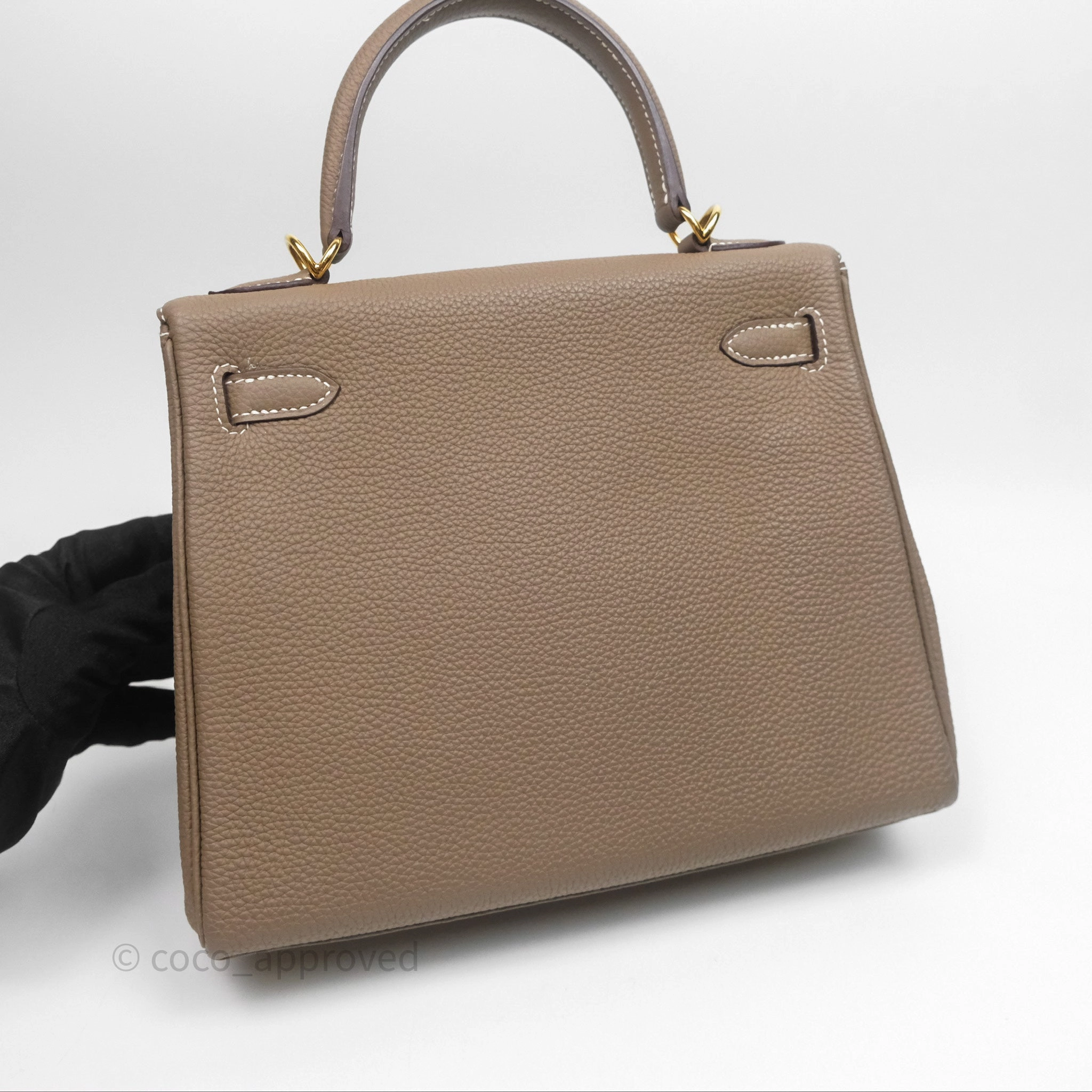 - DM/Email To Purchase - Herms Retourne Kelly 25 Etoupe 18 Togo Gold Hardware
