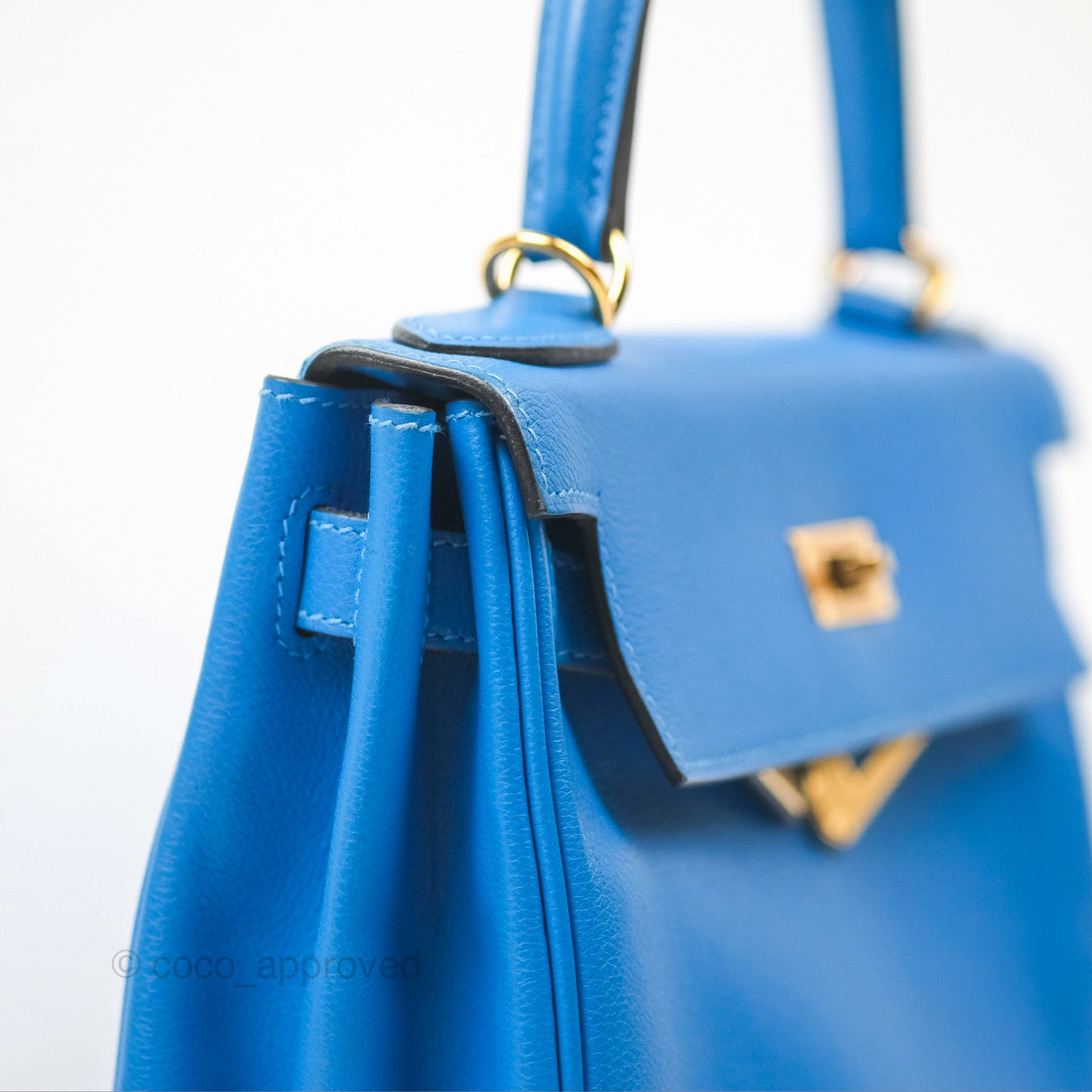 - DM/Email To Purchase - Herms Retourne Kelly 28 Blue Evercolor Gold Hardware
