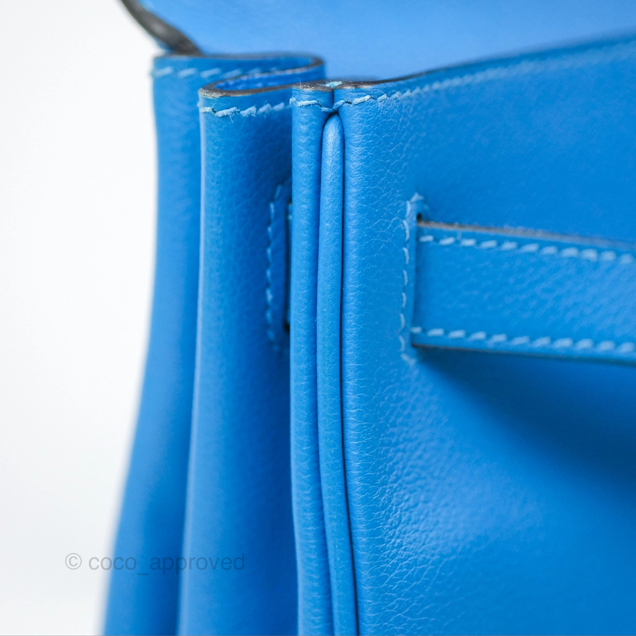 - DM/Email To Purchase - Herms Retourne Kelly 28 Blue Evercolor Gold Hardware