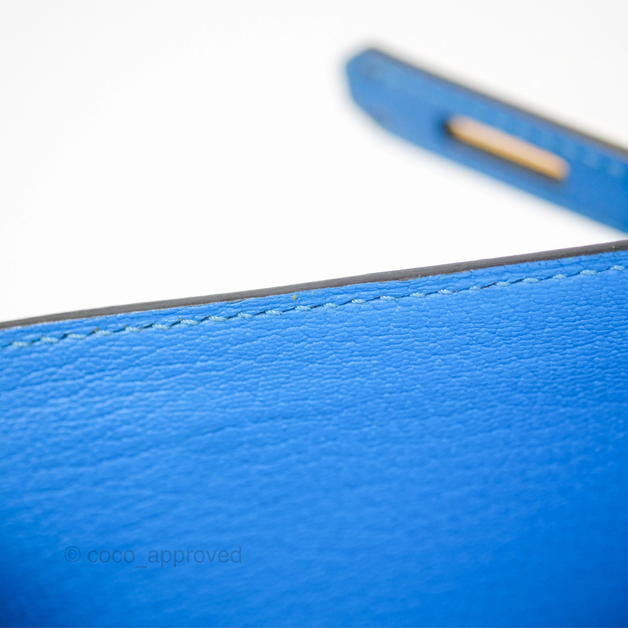 - DM/Email To Purchase - Herms Retourne Kelly 28 Blue Evercolor Gold Hardware