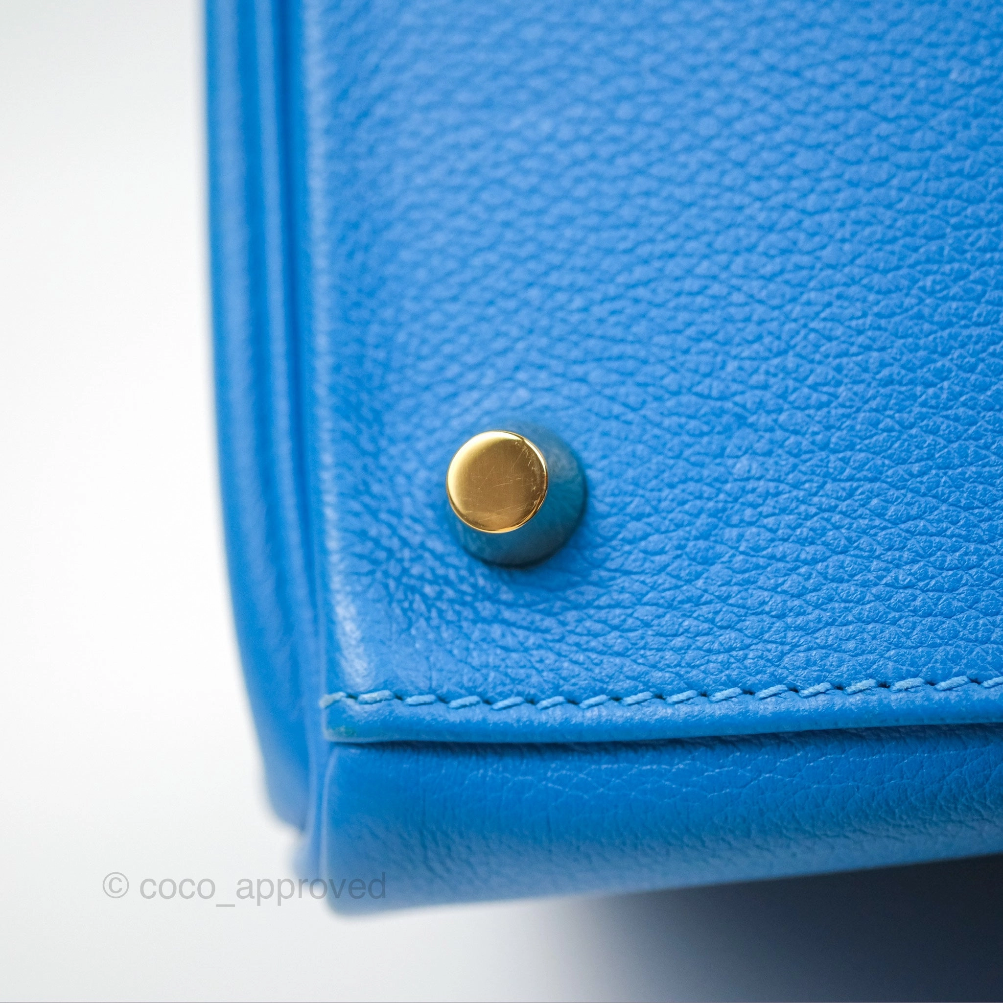 - DM/Email To Purchase - Herms Retourne Kelly 28 Blue Evercolor Gold Hardware
