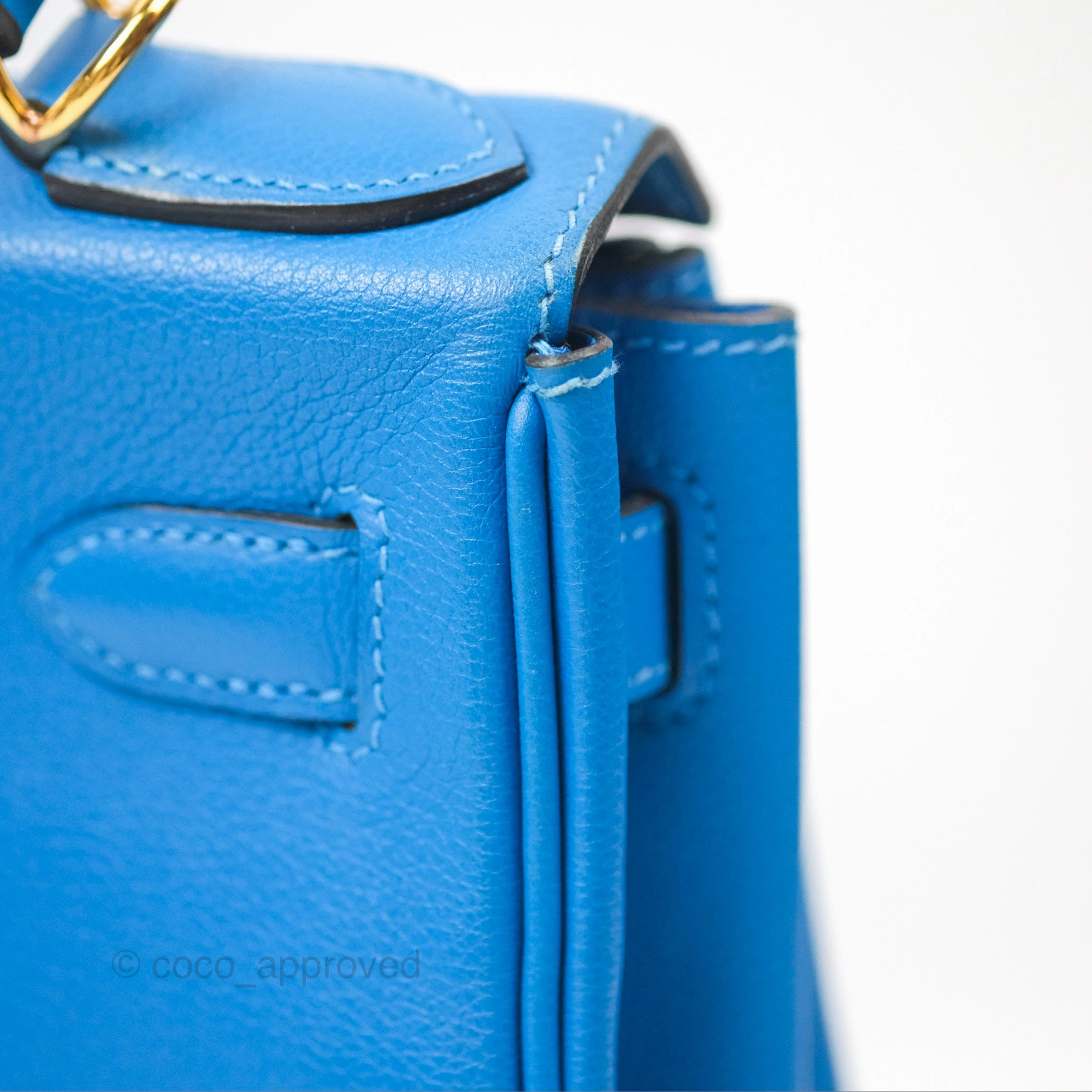 - DM/Email To Purchase - Herms Retourne Kelly 28 Blue Evercolor Gold Hardware