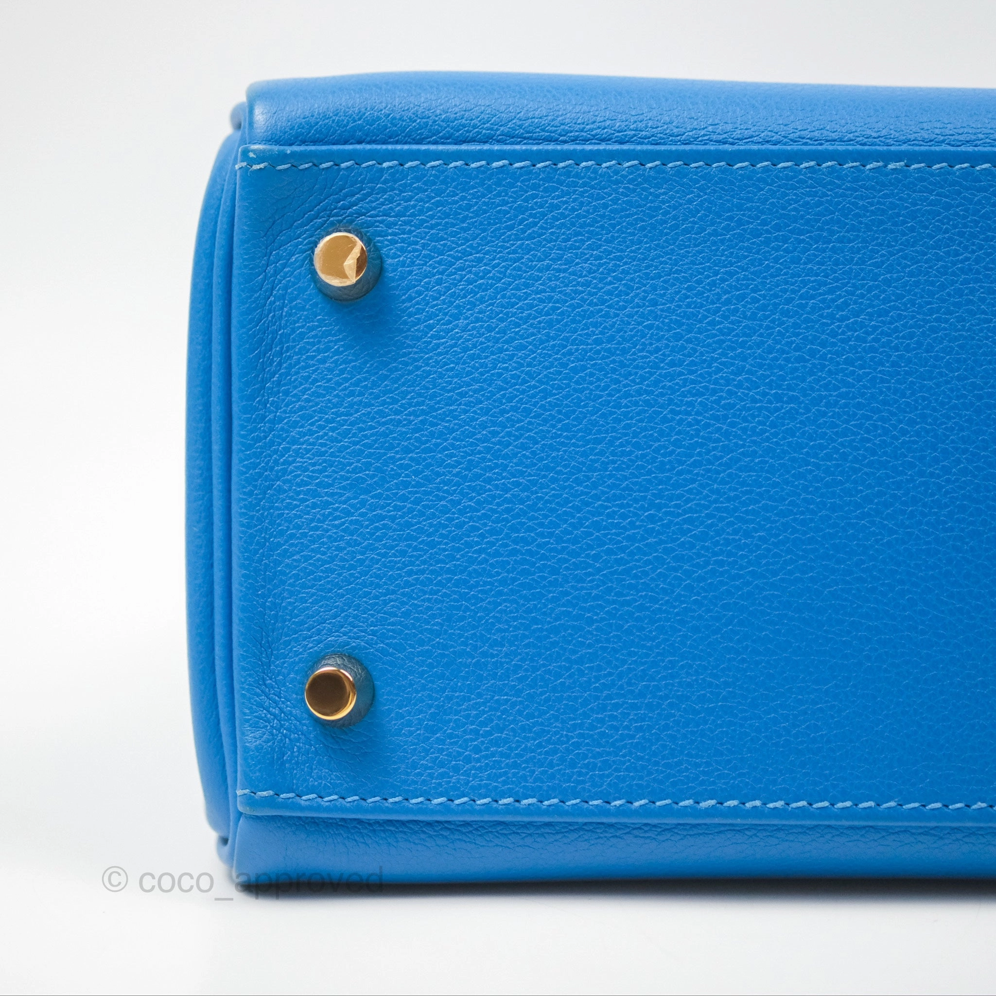 - DM/Email To Purchase - Herms Retourne Kelly 28 Blue Evercolor Gold Hardware
