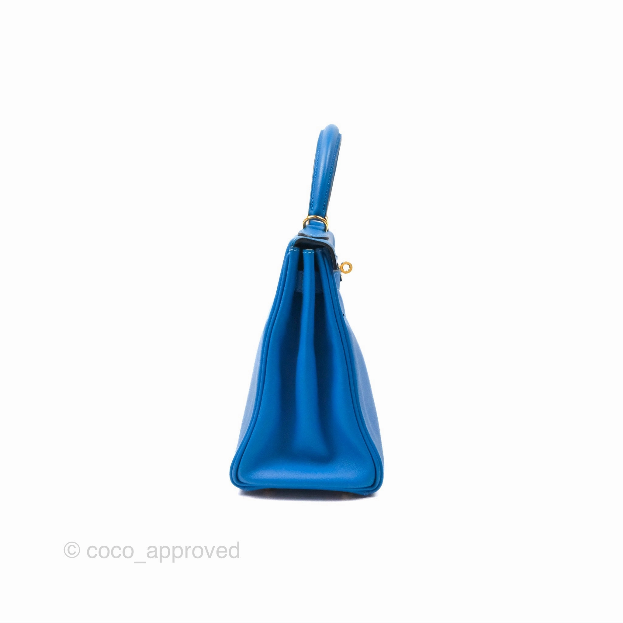 - DM/Email To Purchase - Herms Retourne Kelly 28 Blue Evercolor Gold Hardware