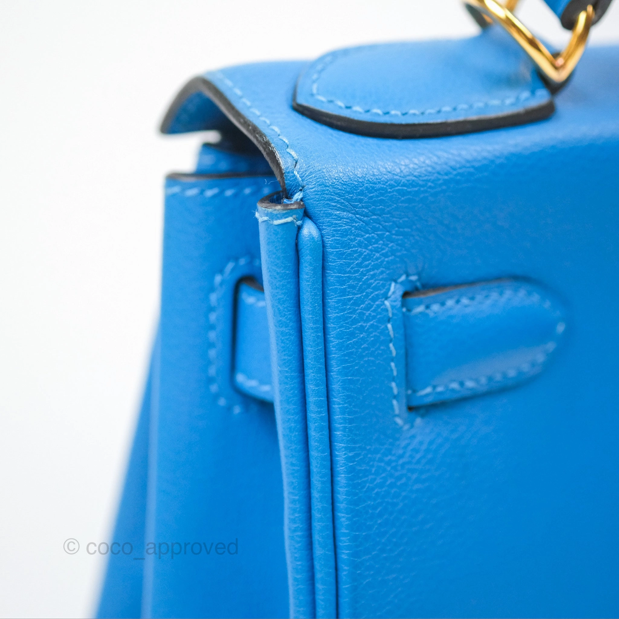 - DM/Email To Purchase - Herms Retourne Kelly 28 Blue Evercolor Gold Hardware
