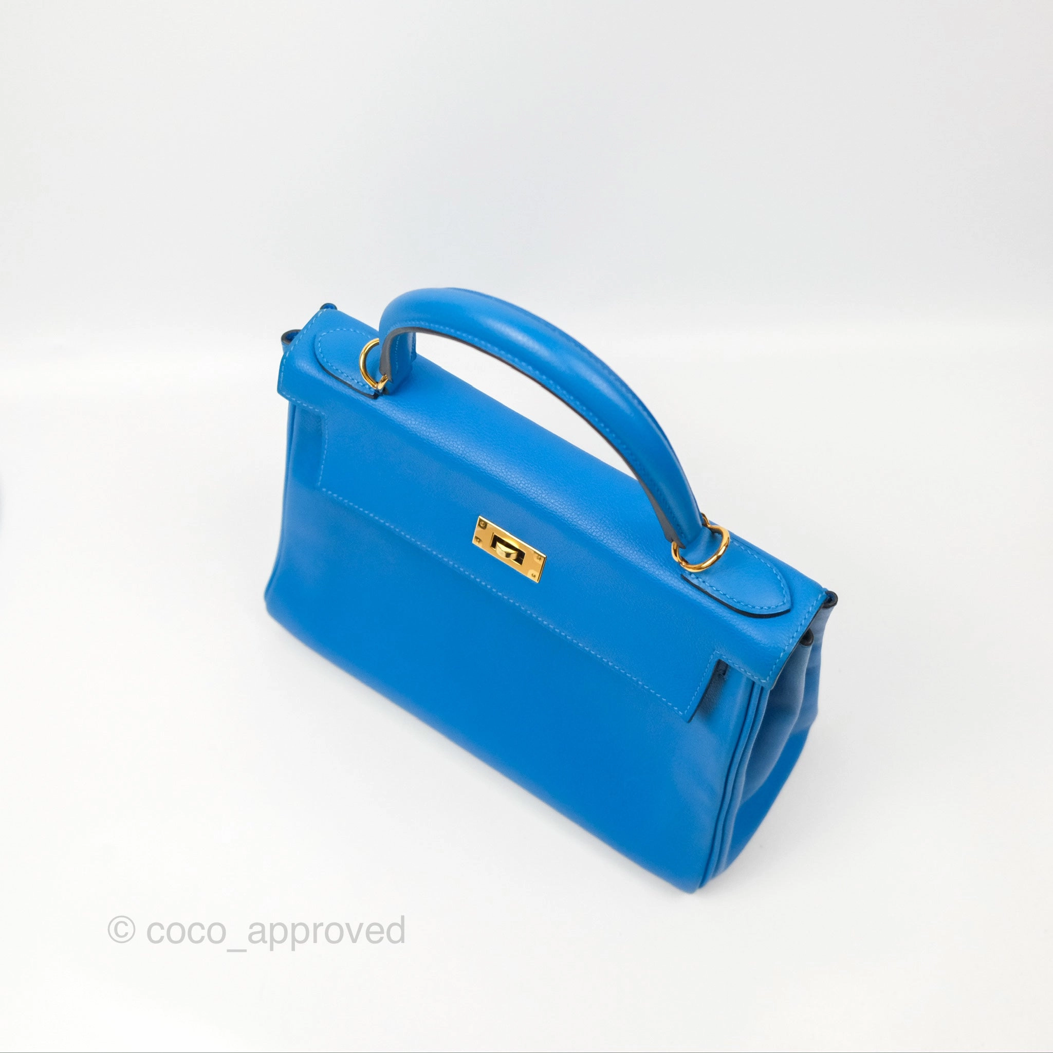 - DM/Email To Purchase - Herms Retourne Kelly 28 Blue Evercolor Gold Hardware