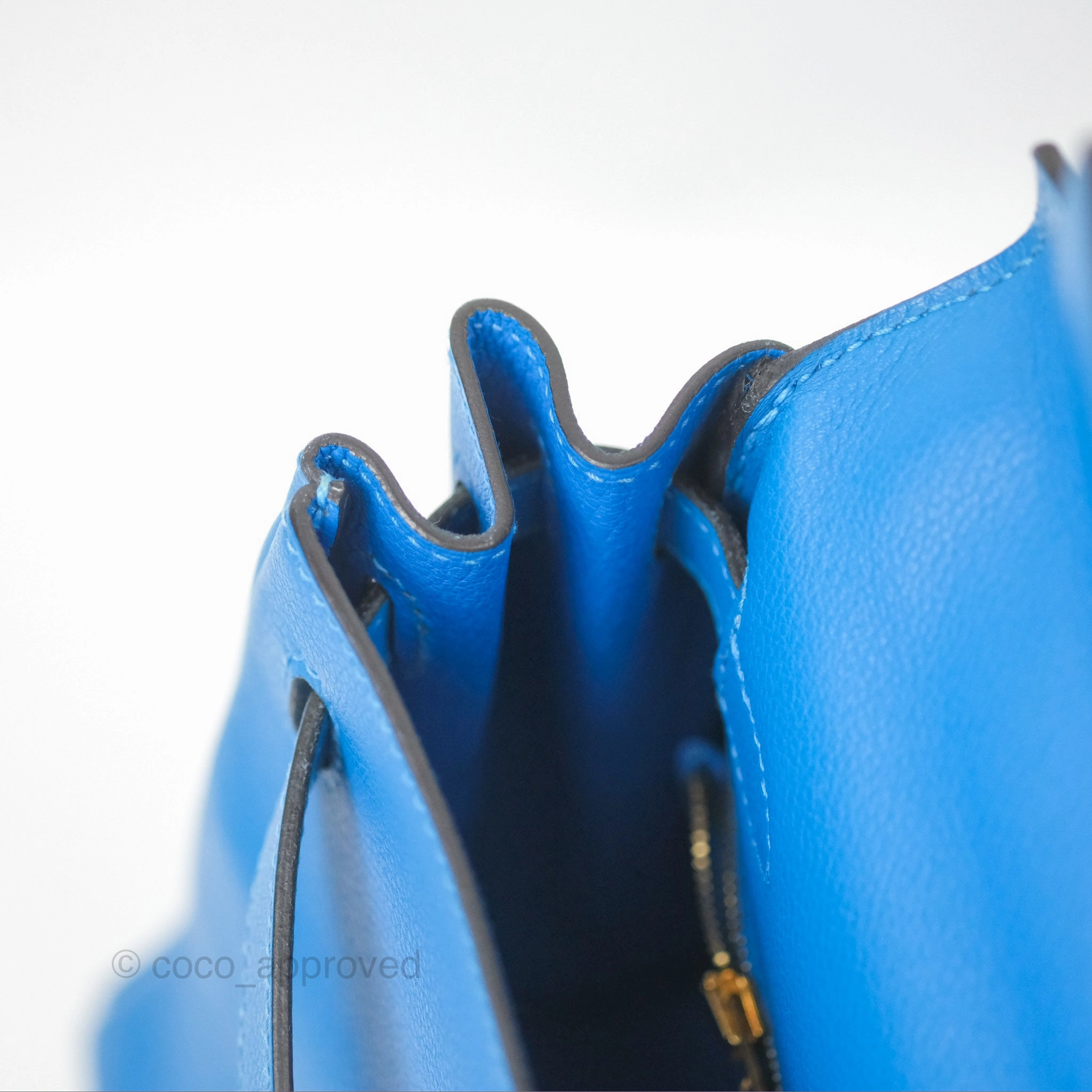 - DM/Email To Purchase - Herms Retourne Kelly 28 Blue Evercolor Gold Hardware