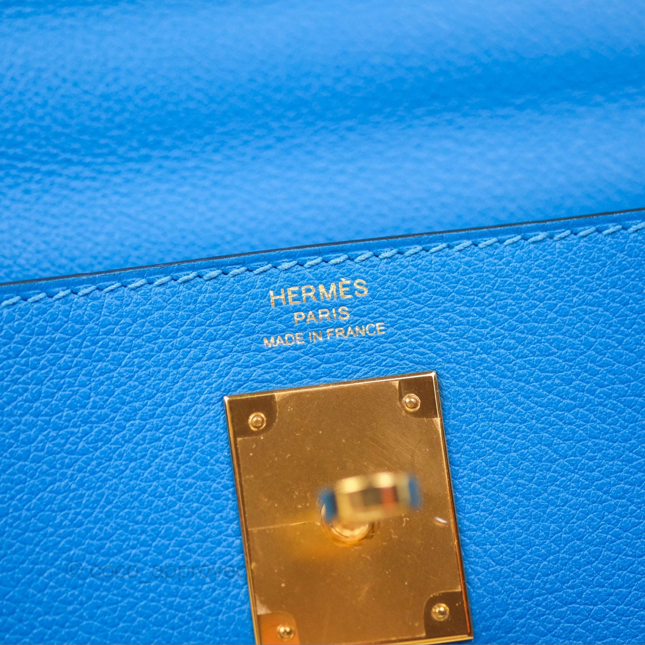 - DM/Email To Purchase - Herms Retourne Kelly 28 Blue Evercolor Gold Hardware