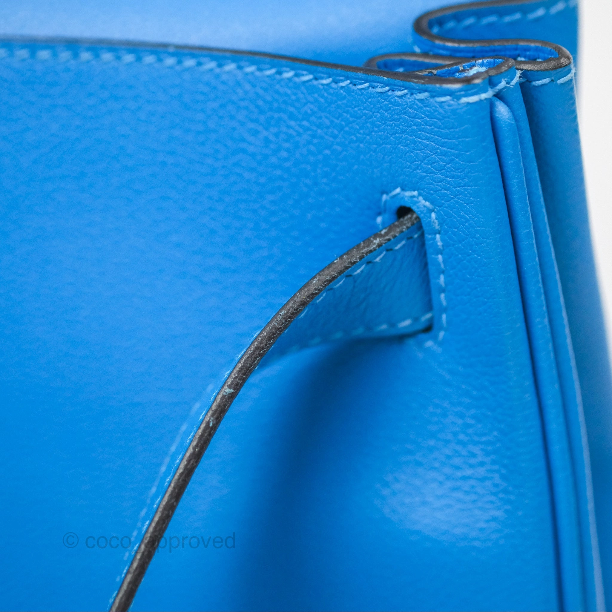 - DM/Email To Purchase - Herms Retourne Kelly 28 Blue Evercolor Gold Hardware