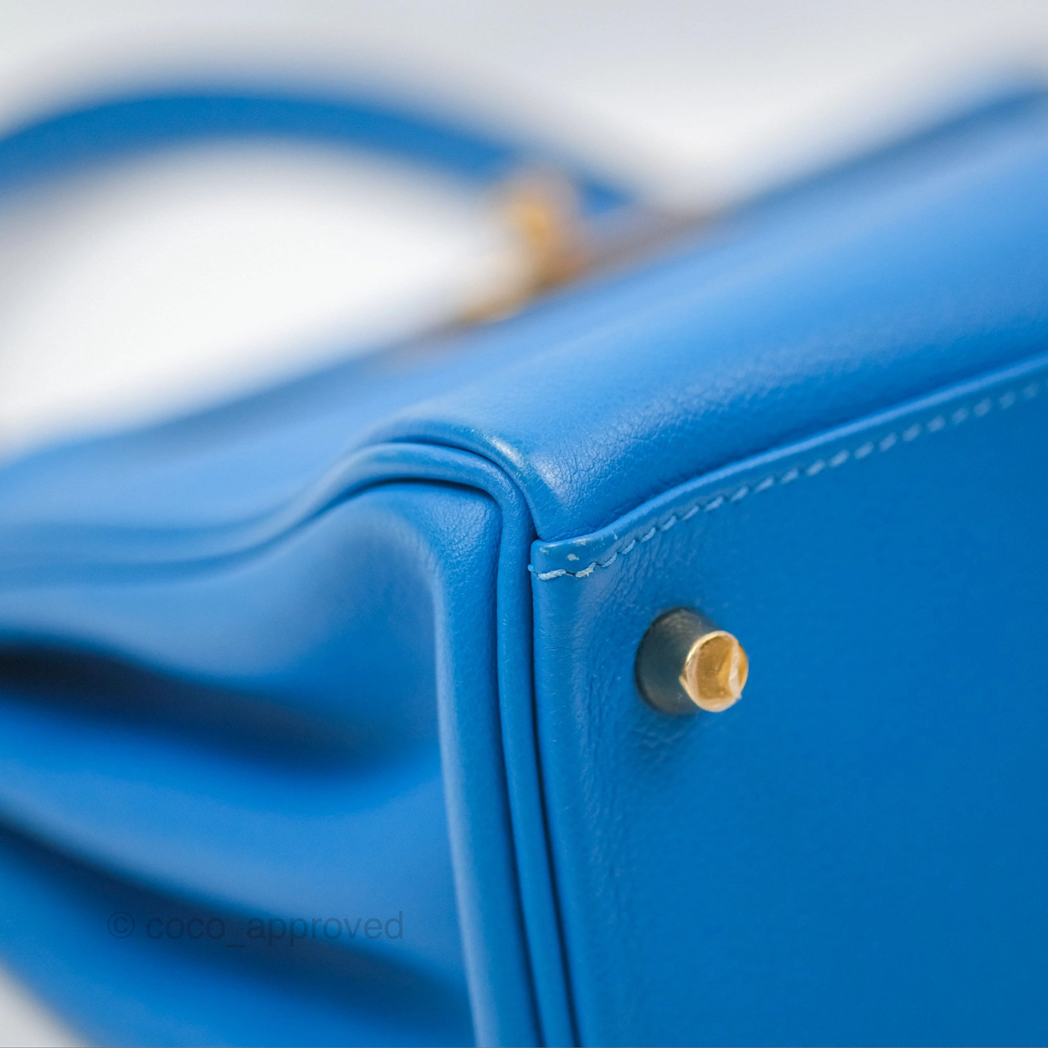 - DM/Email To Purchase - Herms Retourne Kelly 28 Blue Evercolor Gold Hardware