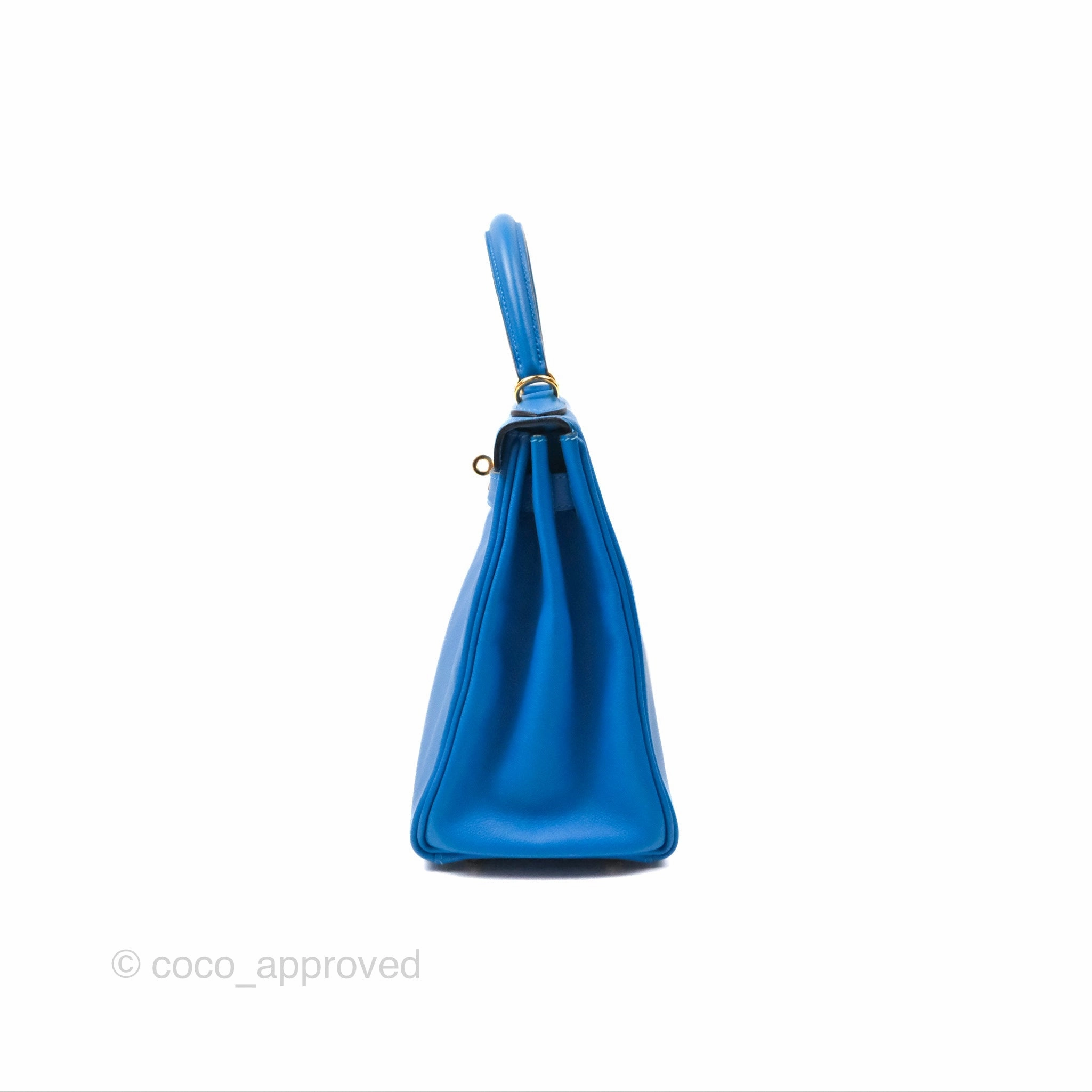 - DM/Email To Purchase - Herms Retourne Kelly 28 Blue Evercolor Gold Hardware