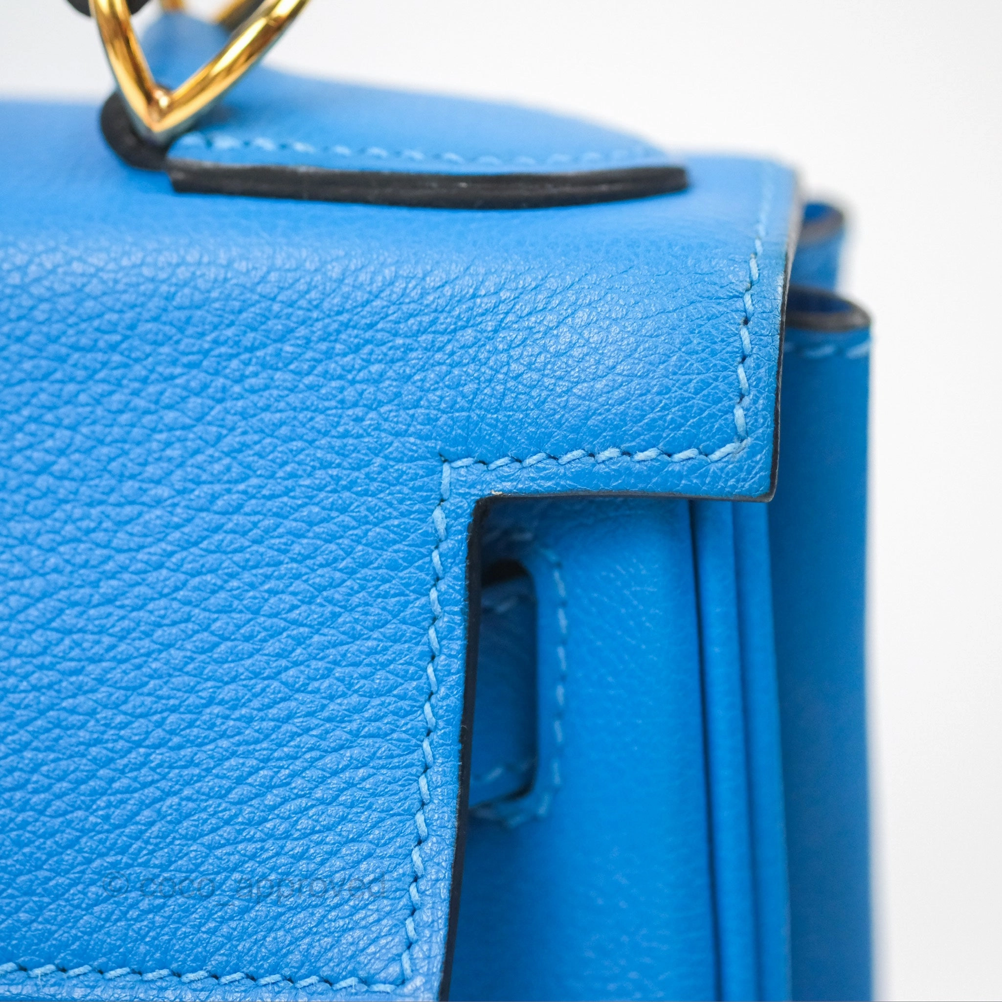 - DM/Email To Purchase - Herms Retourne Kelly 28 Blue Evercolor Gold Hardware