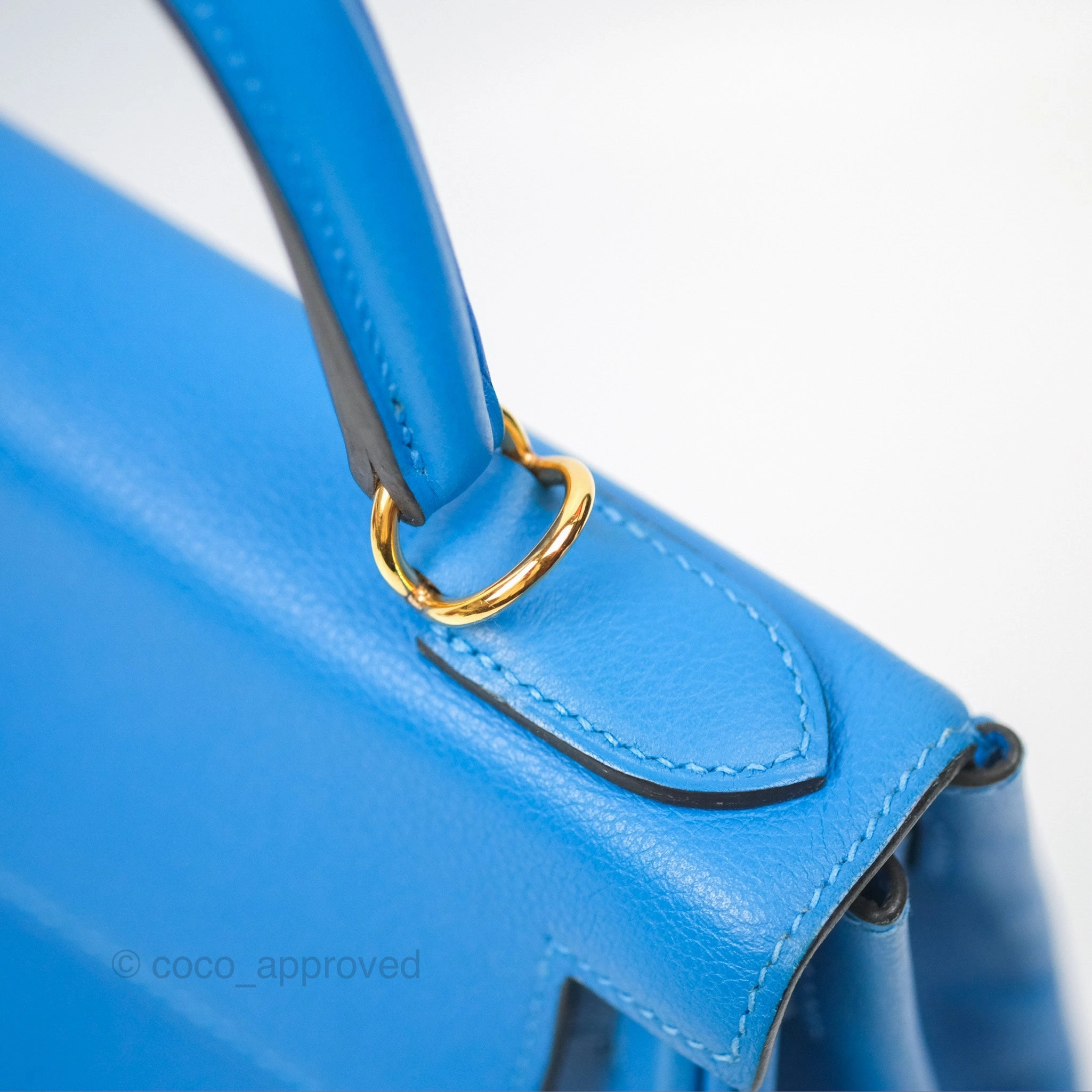 - DM/Email To Purchase - Herms Retourne Kelly 28 Blue Evercolor Gold Hardware