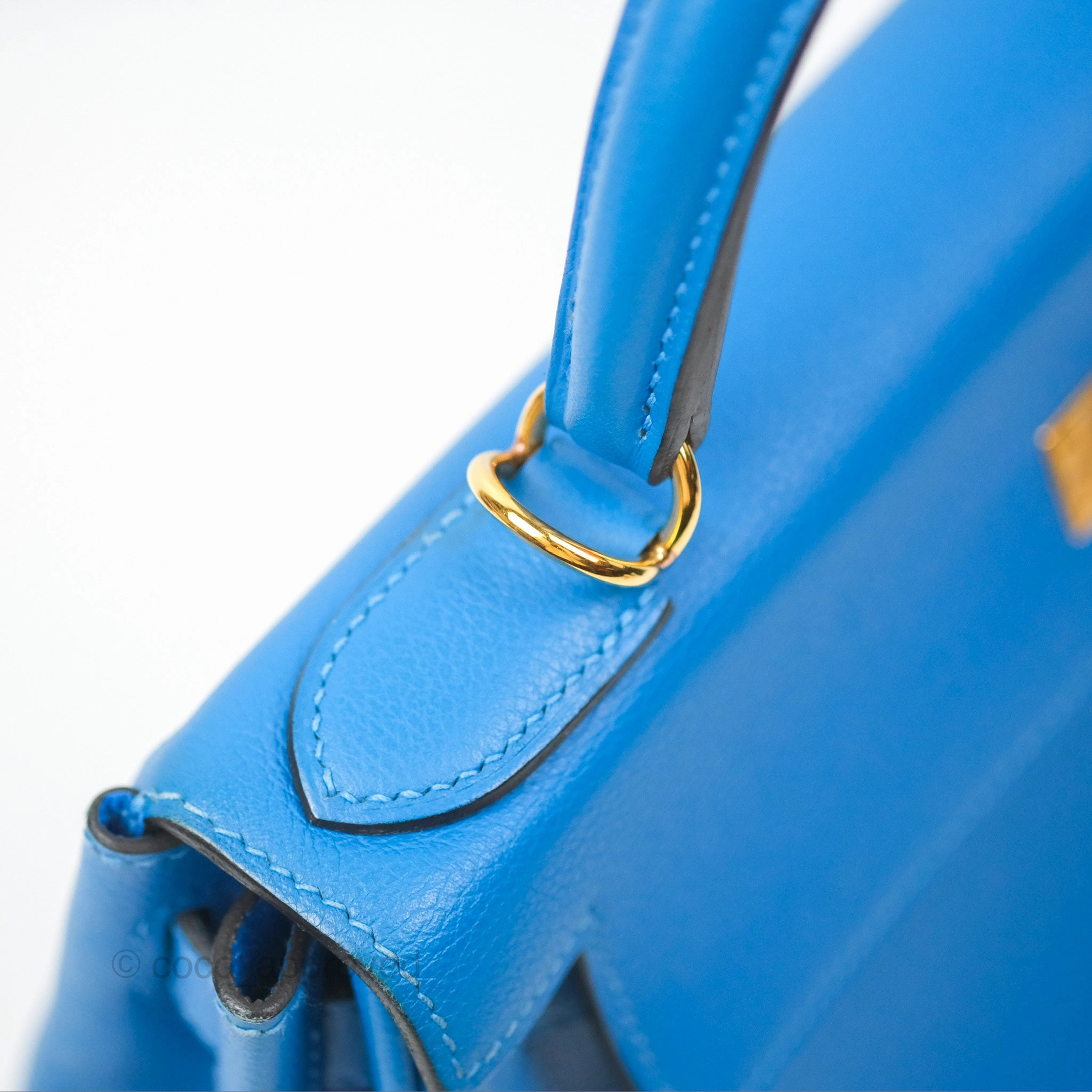 - DM/Email To Purchase - Herms Retourne Kelly 28 Blue Evercolor Gold Hardware