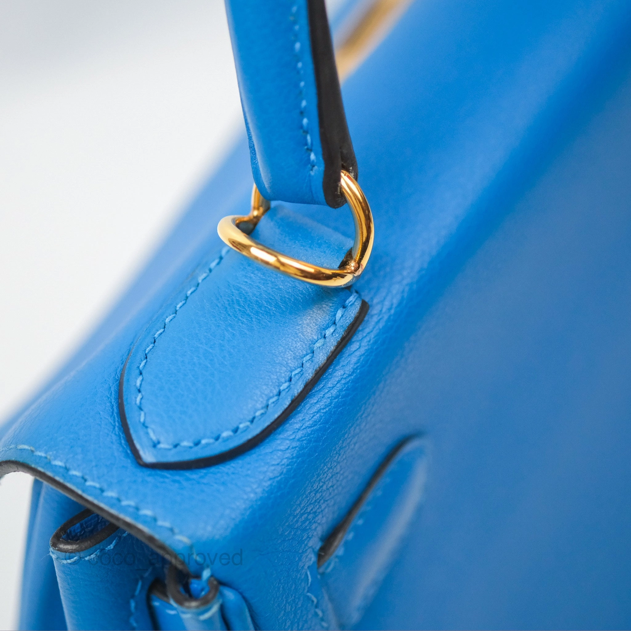 - DM/Email To Purchase - Herms Retourne Kelly 28 Blue Evercolor Gold Hardware