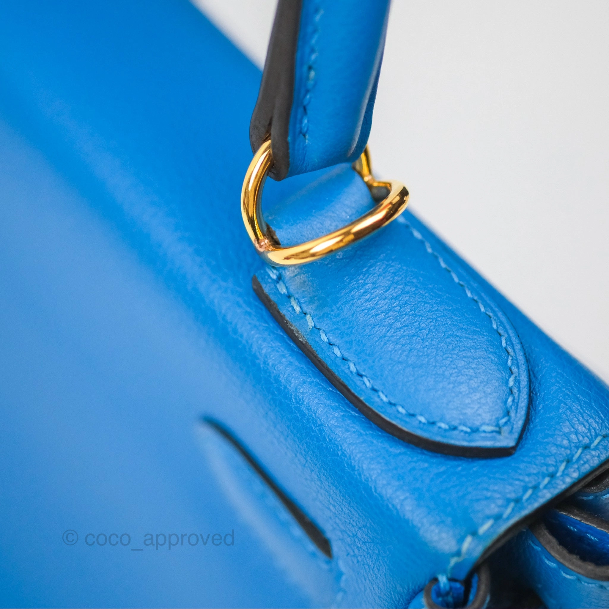 - DM/Email To Purchase - Herms Retourne Kelly 28 Blue Evercolor Gold Hardware