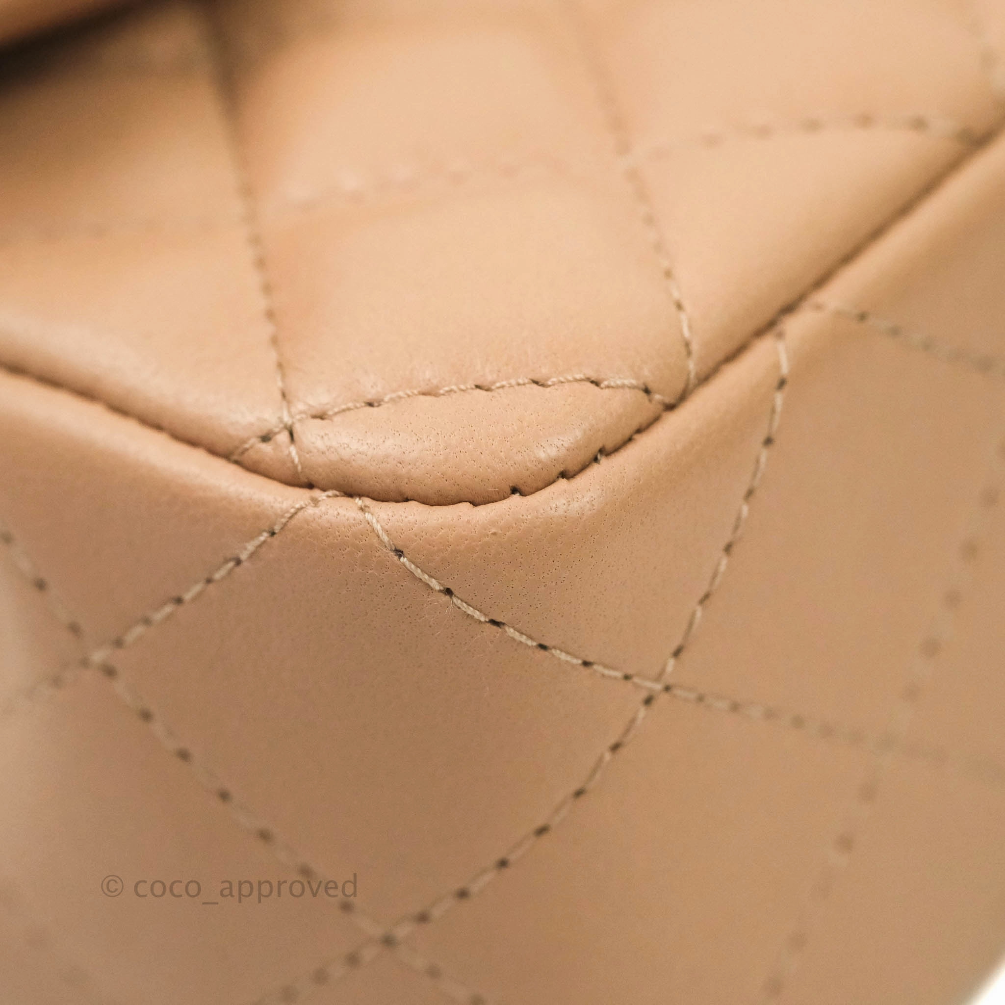 CChanel Quilted Mini Rectangular Lambskin Beige Gold Hardware 21A