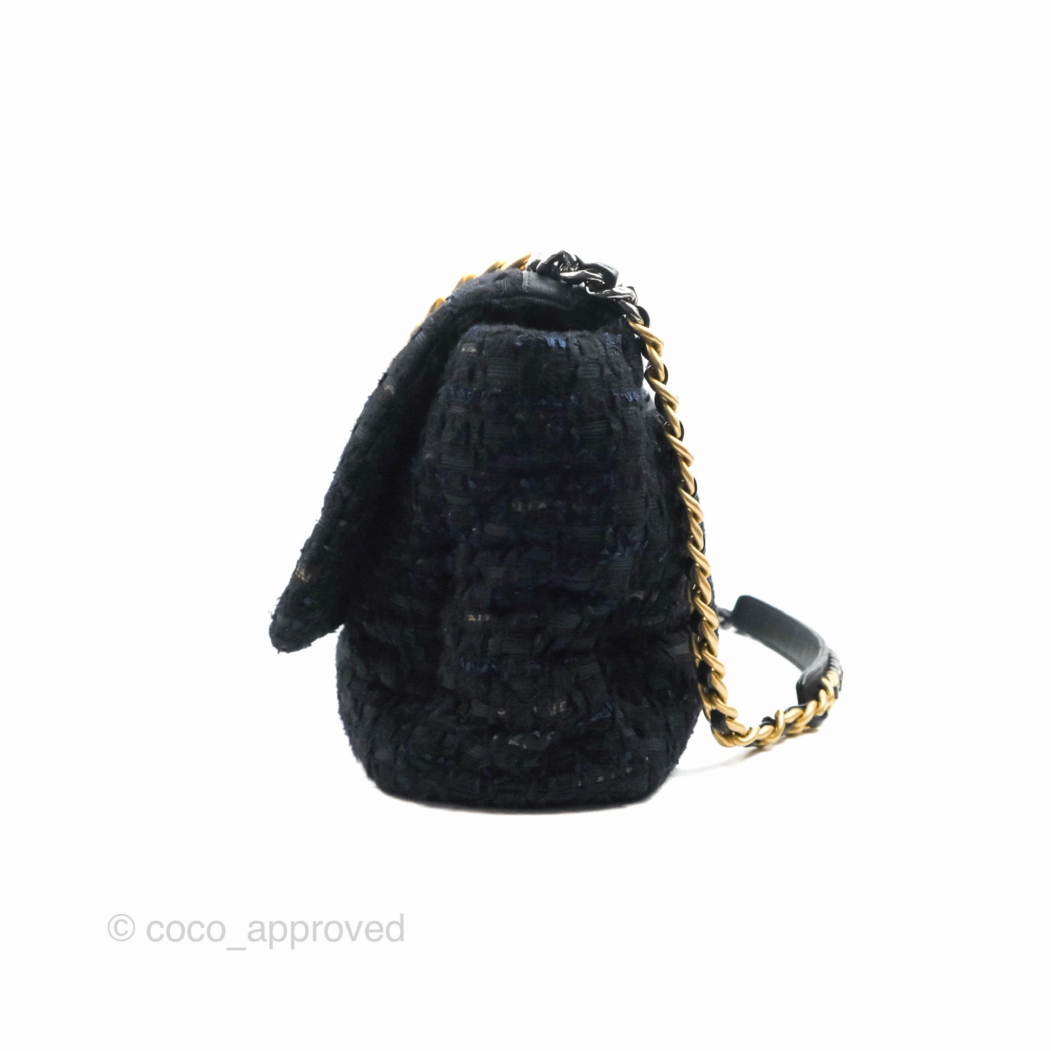 Chanel 19 Maxi Flap Bag Black Tweed Mixed Hardware