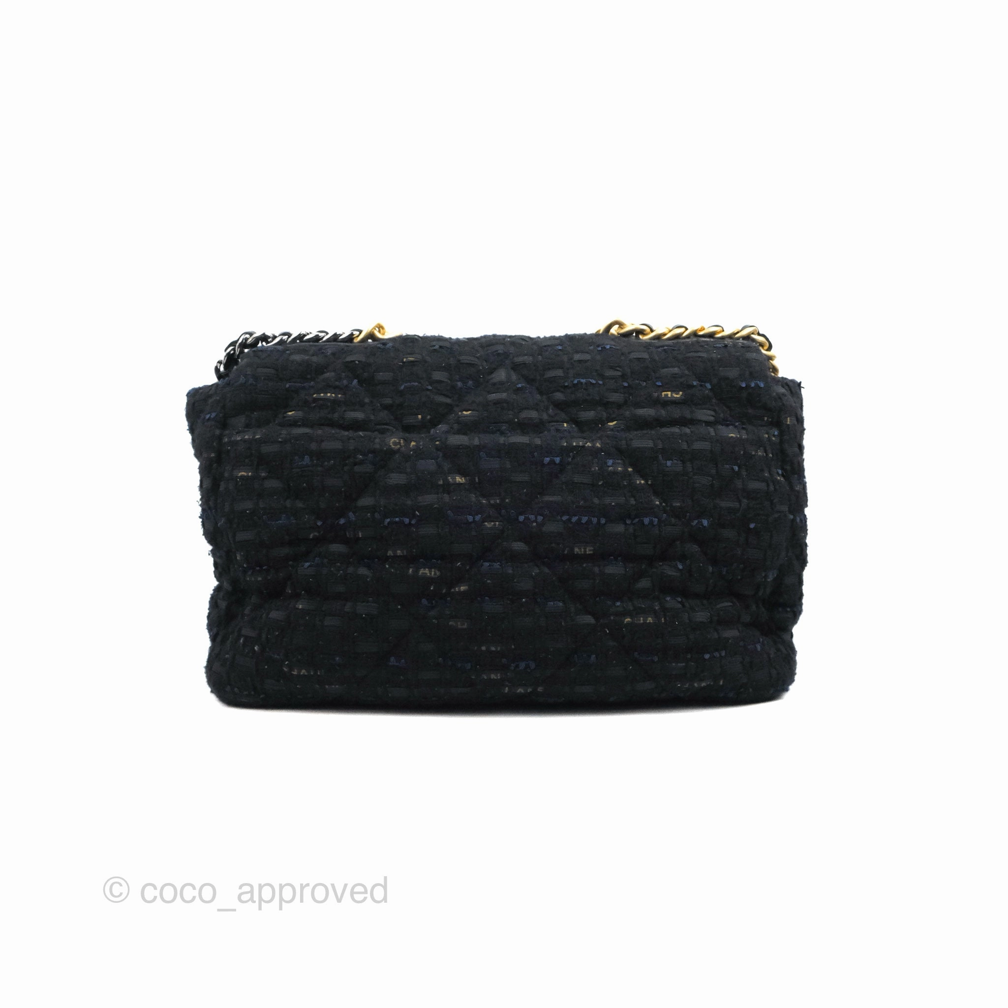 Chanel 19 Maxi Flap Bag Black Tweed Mixed Hardware
