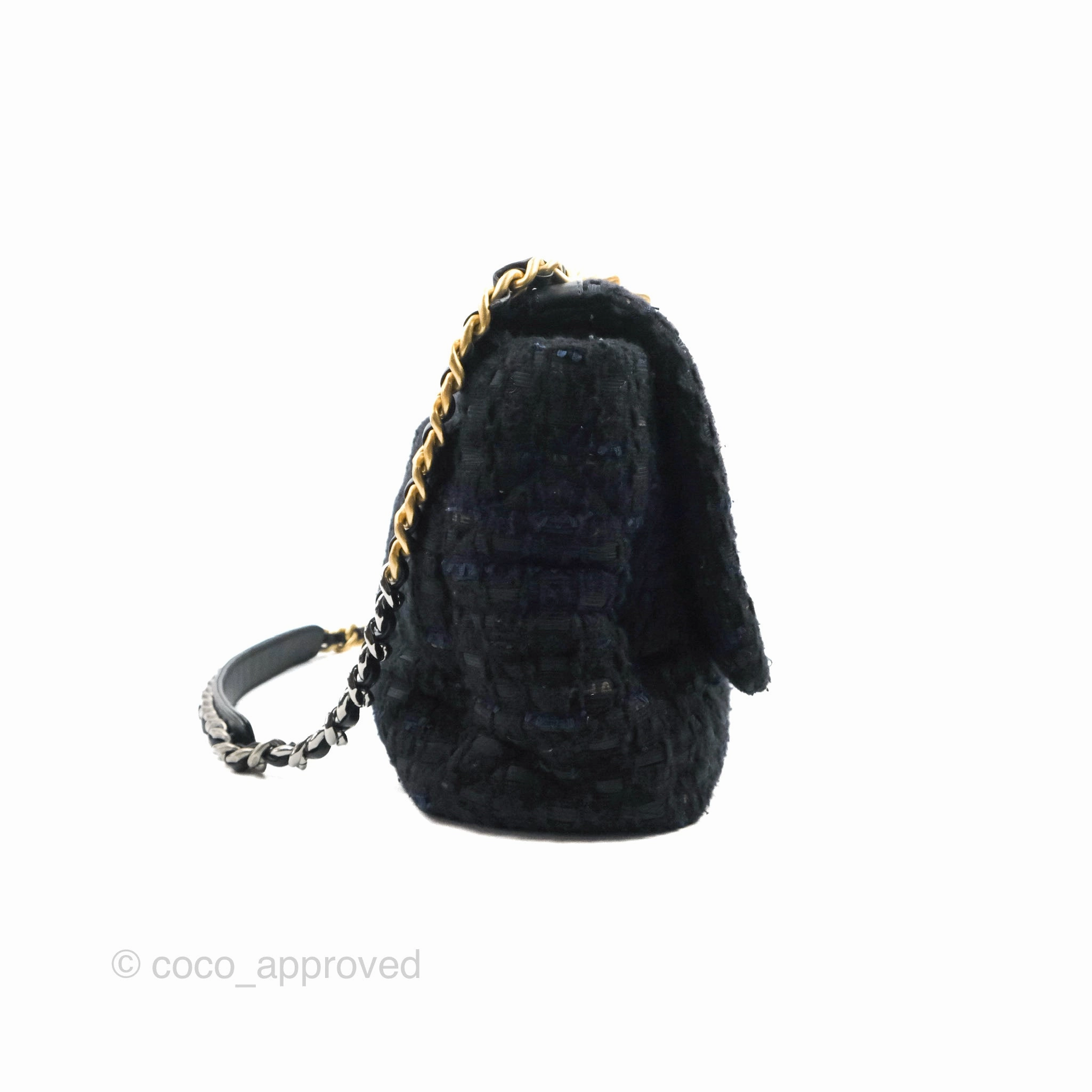Chanel 19 Maxi Flap Bag Black Tweed Mixed Hardware