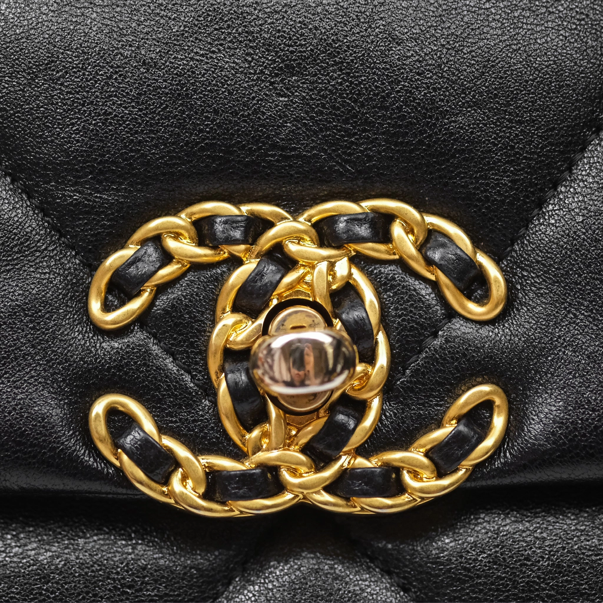 Chanel 19 Medium Black Goatskin Mixed Hardware