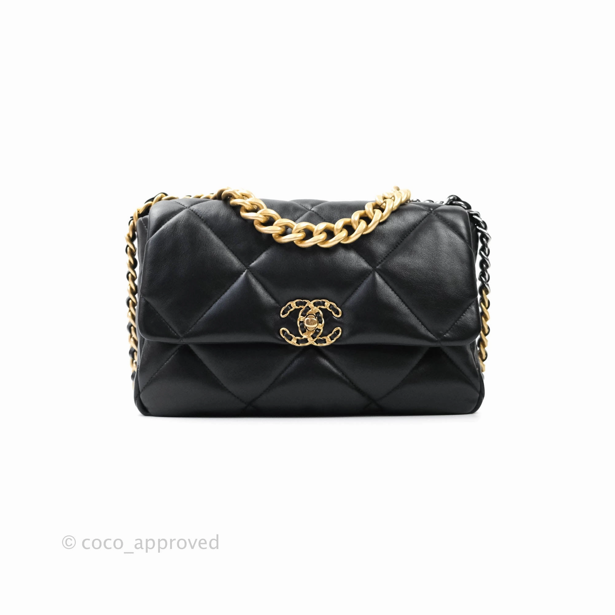 Chanel 19 Medium Black Mixed Hardware Goatskin