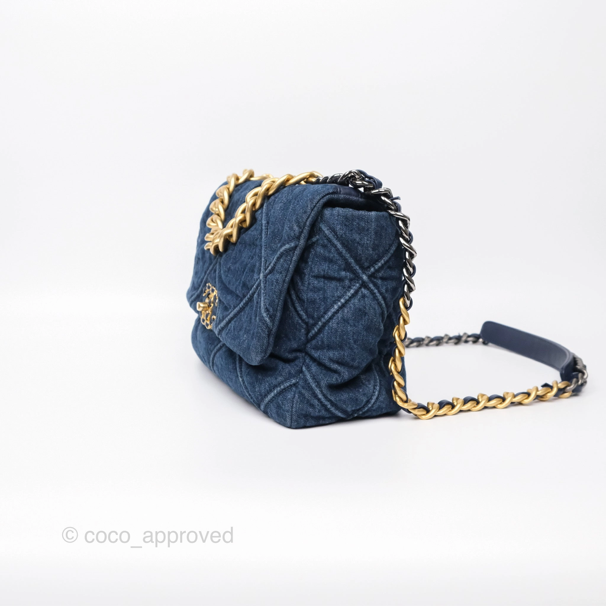 Chanel 19 Medium Dark Denim Mixed Hardware